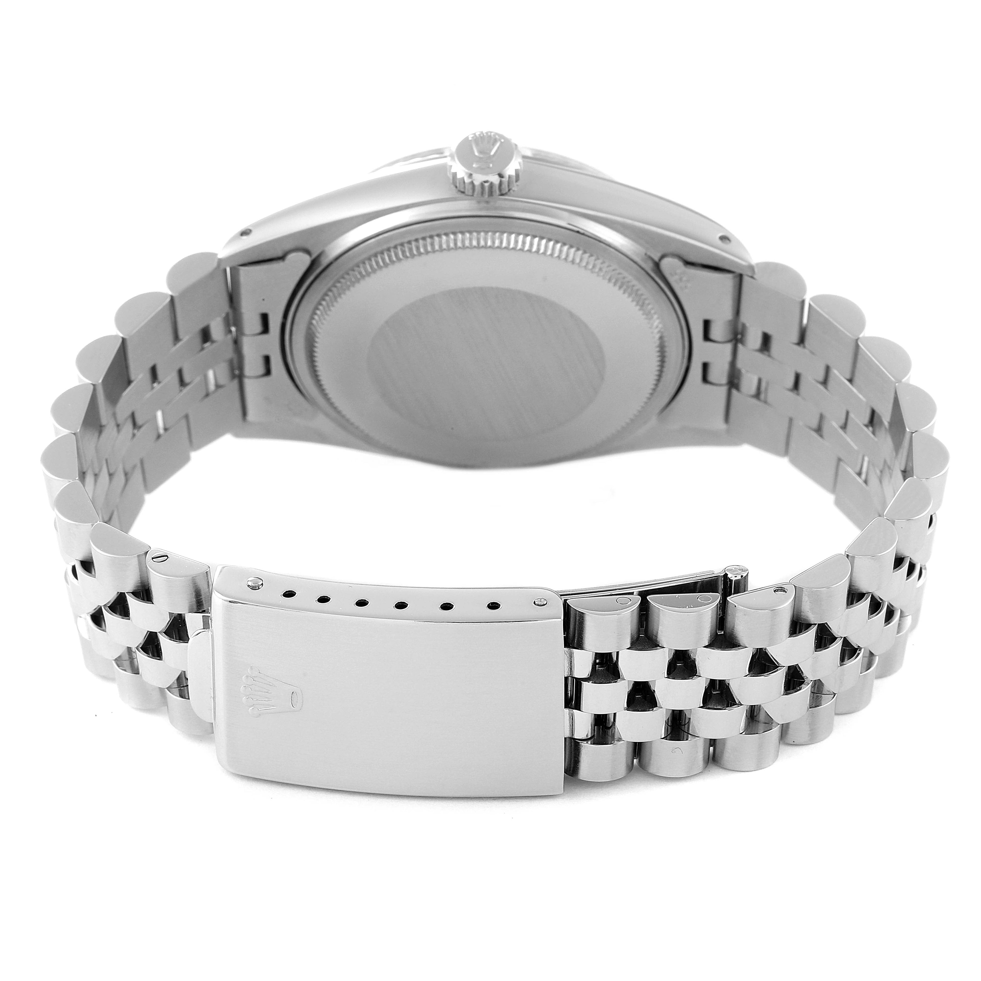 Rolex Datejust Steel White Gold Silver Linen Dial Vintage Watch 16014