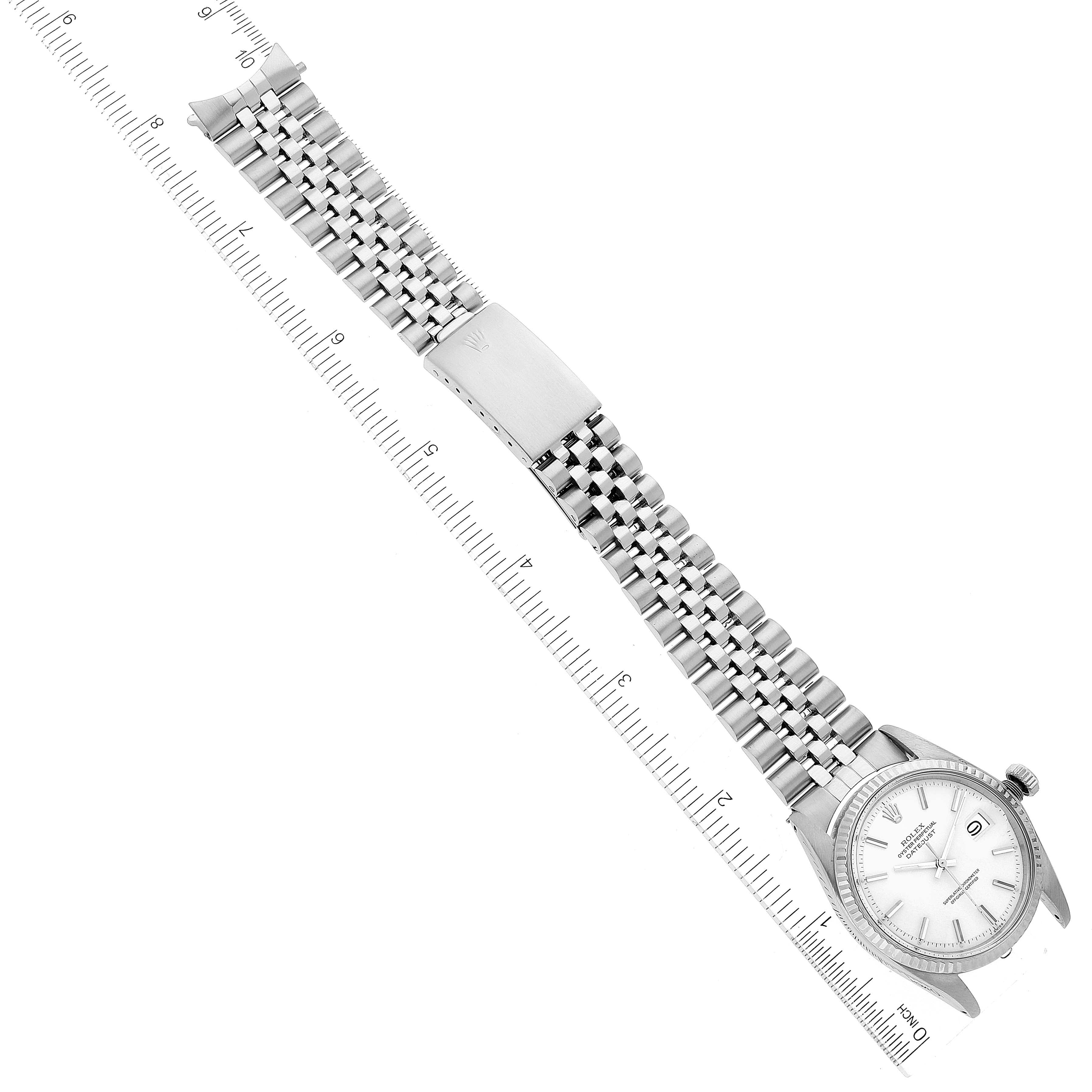 Rolex Datejust Steel White Gold White Dial Vintage Mens Watch 1601