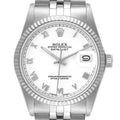 Rolex Datejust Steel White Gold White Dial Vintage Mens Watch 16014 Box Papers