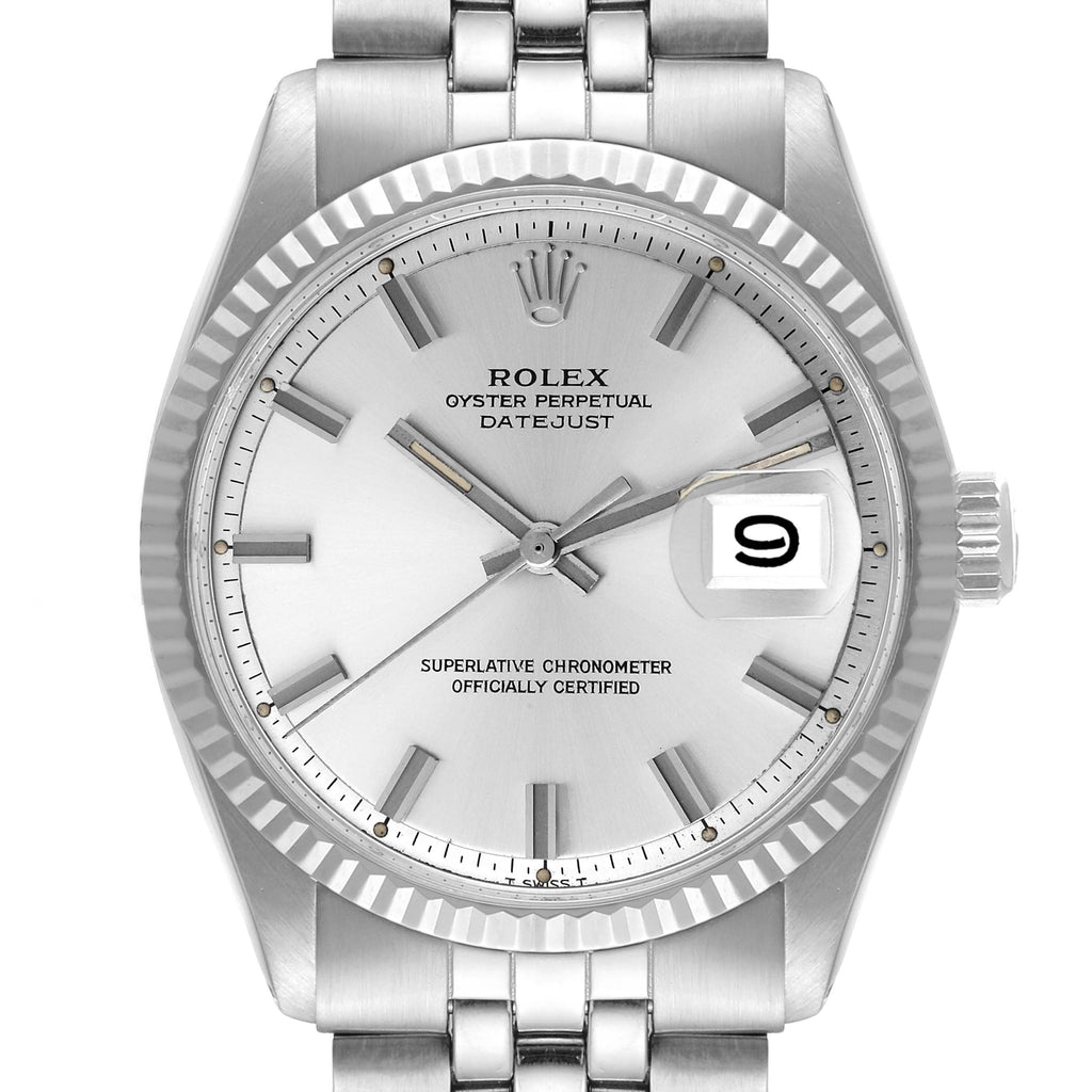 Rolex Datejust Steel White Gold Wide Boy Dial Vintage Mens Watch 1601