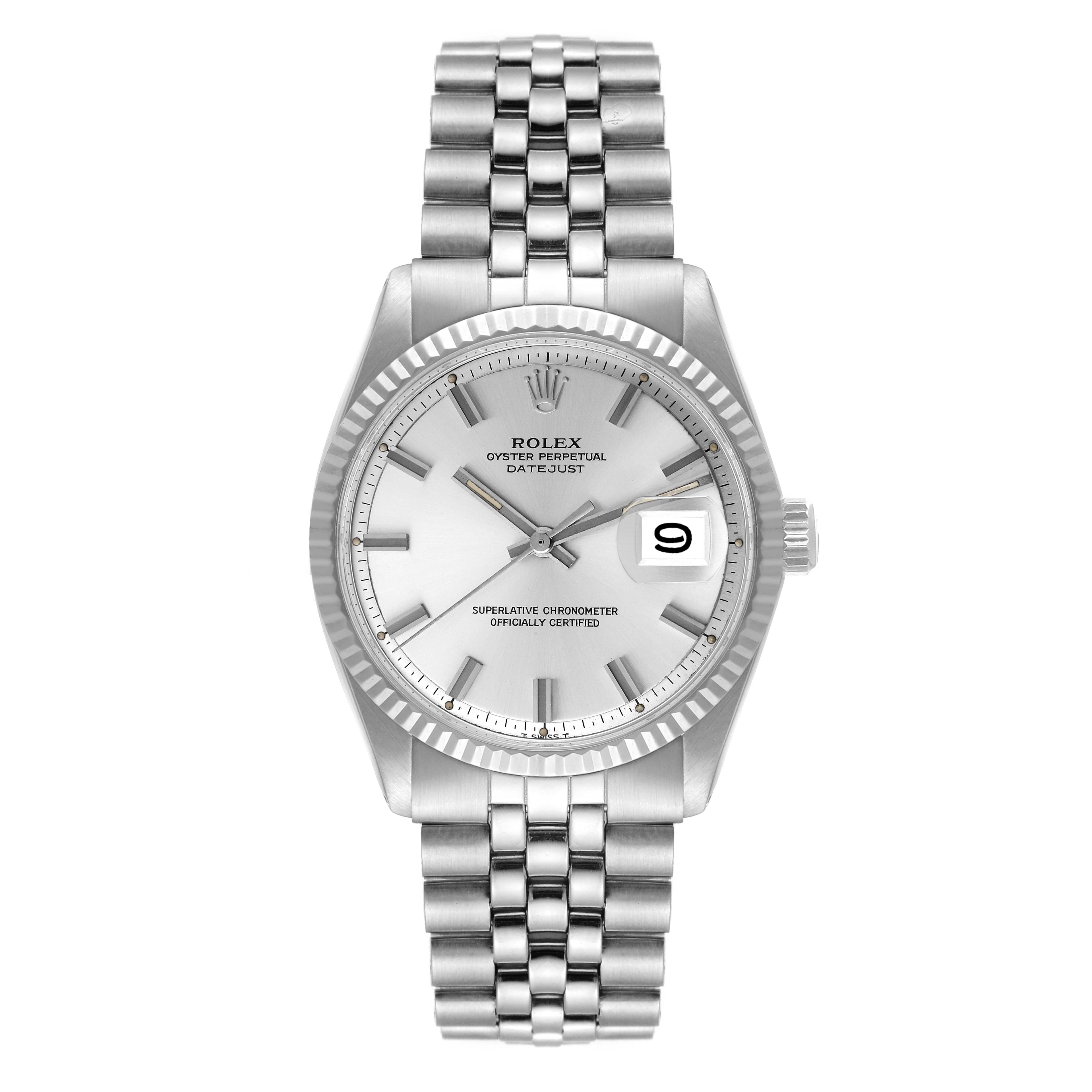 Rolex Datejust Steel White Gold Wide Boy Dial Vintage Mens Watch 1601