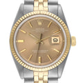 Rolex Datejust Steel Yellow Gold Brown Dial Vintage Mens Watch 1601