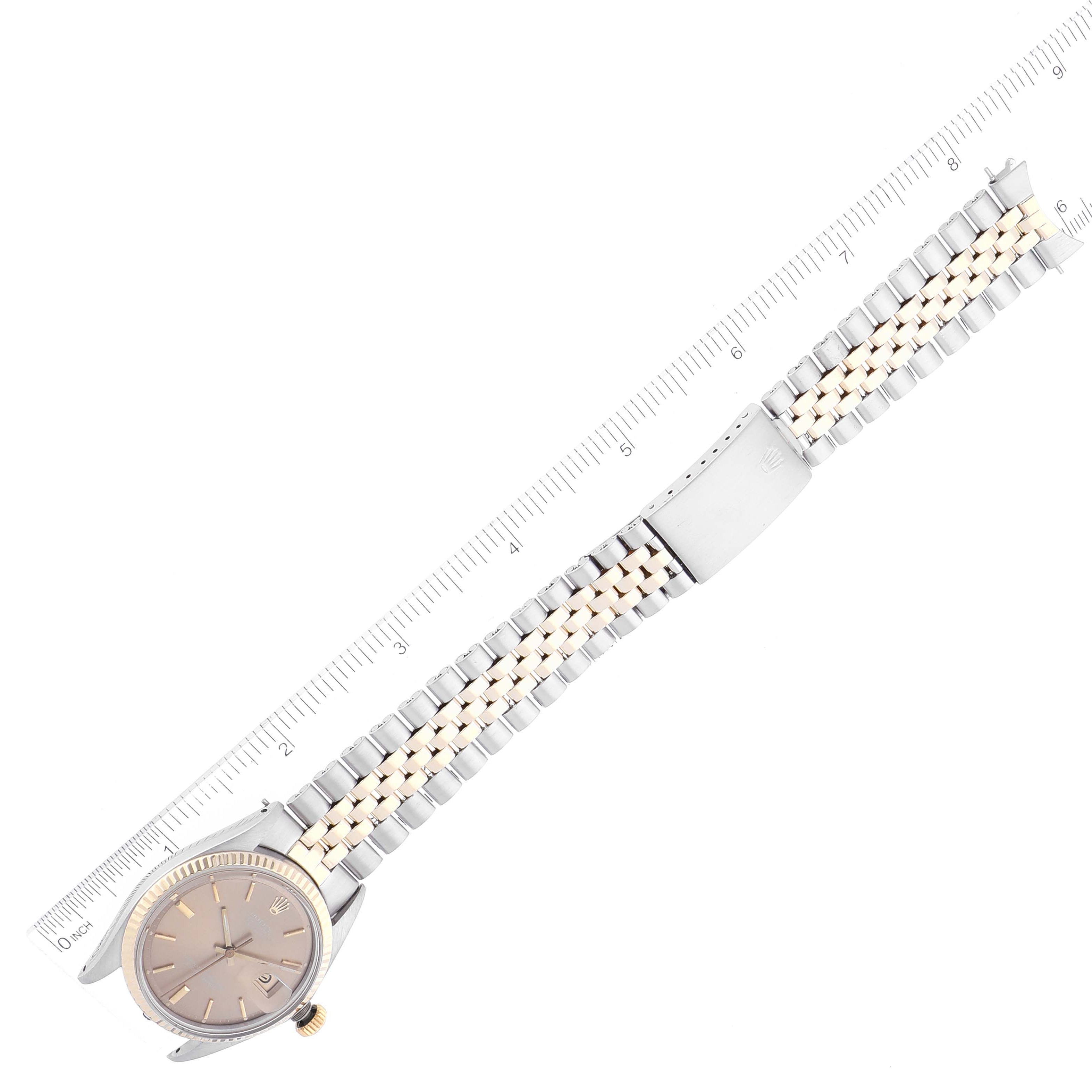Rolex Datejust Steel Yellow Gold Brown Dial Vintage Mens Watch 1601