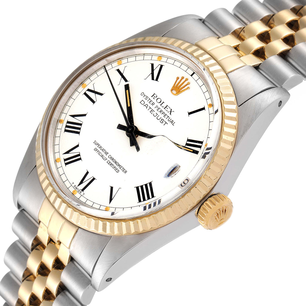Rolex Datejust Steel Yellow Gold Buckley Dial Vintage Watch 16013 Box Papers