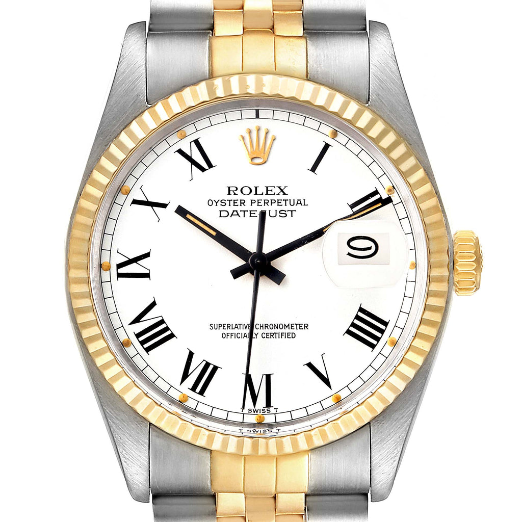 Rolex Datejust Steel Yellow Gold Buckley Dial Vintage Watch 16013 Box Papers