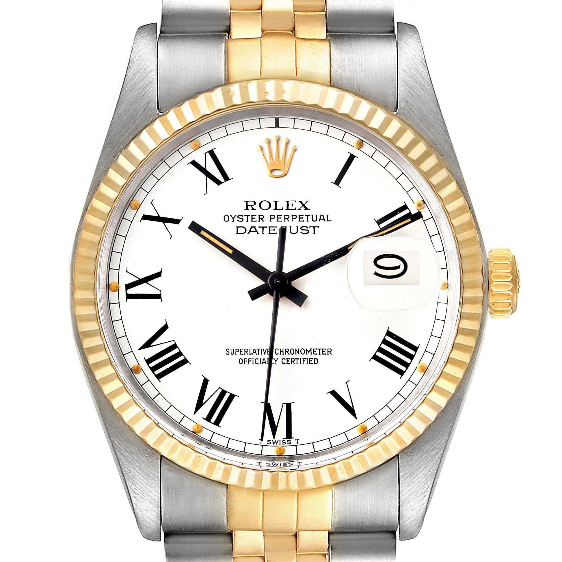 Rolex Datejust Steel Yellow Gold Buckley Dial Vintage Watch 16013 Box Papers