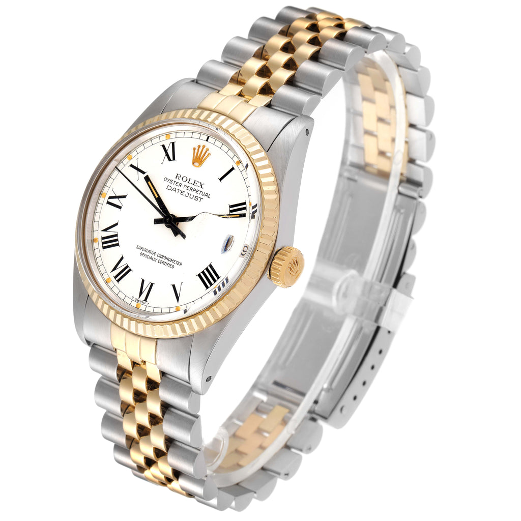 Rolex Datejust Steel Yellow Gold Buckley Dial Vintage Watch 16013 Box Papers