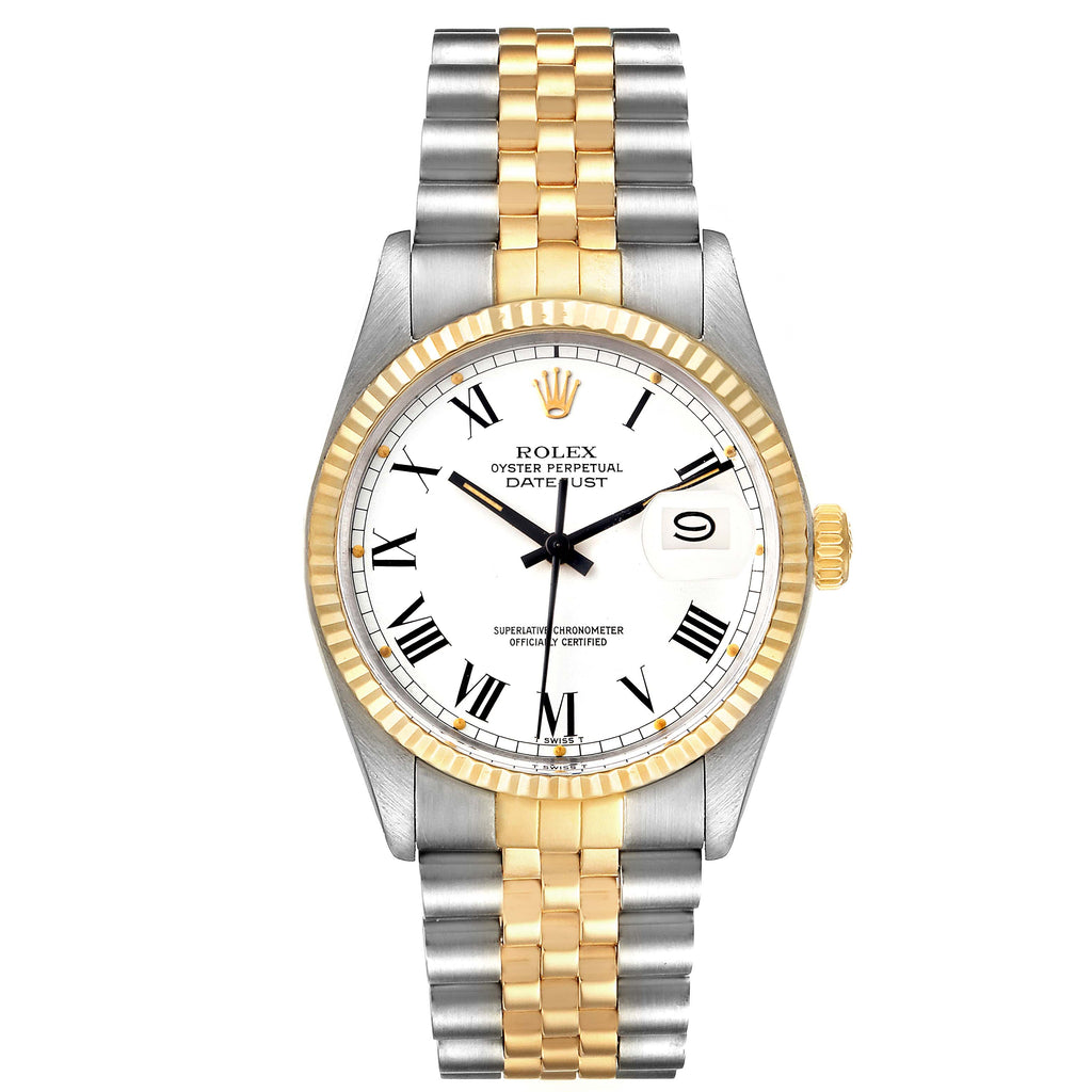 Rolex Datejust Steel Yellow Gold Buckley Dial Vintage Watch 16013 Box Papers