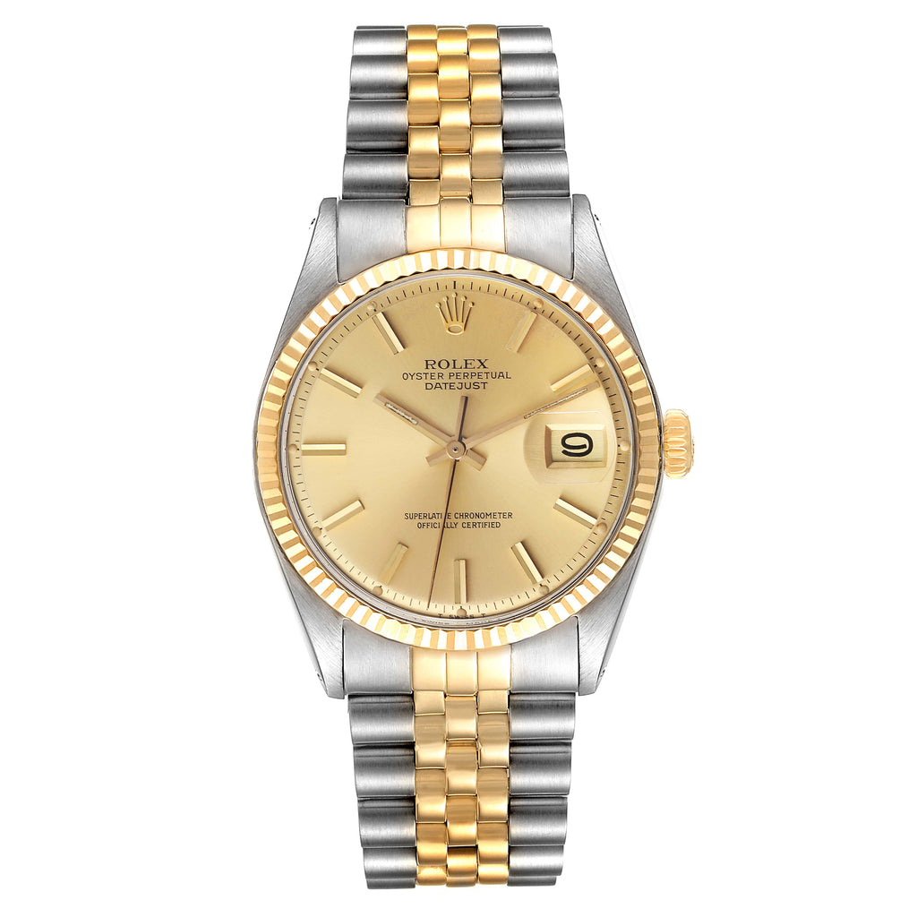 Rolex Datejust Steel Yellow Gold Champagne Dial Vintage Mens Watch 1601