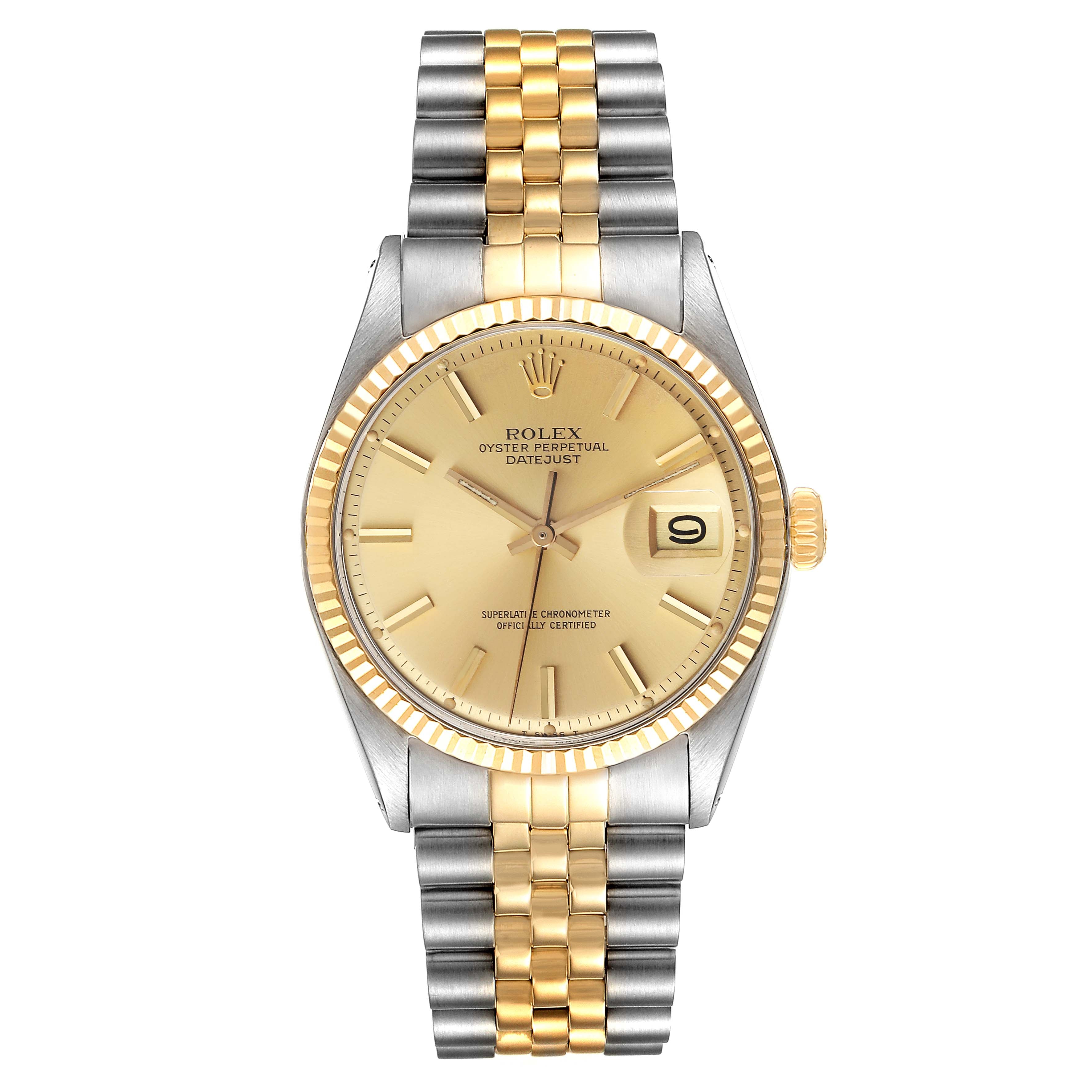 Rolex Datejust Steel Yellow Gold Champagne Dial Vintage Mens Watch 1601