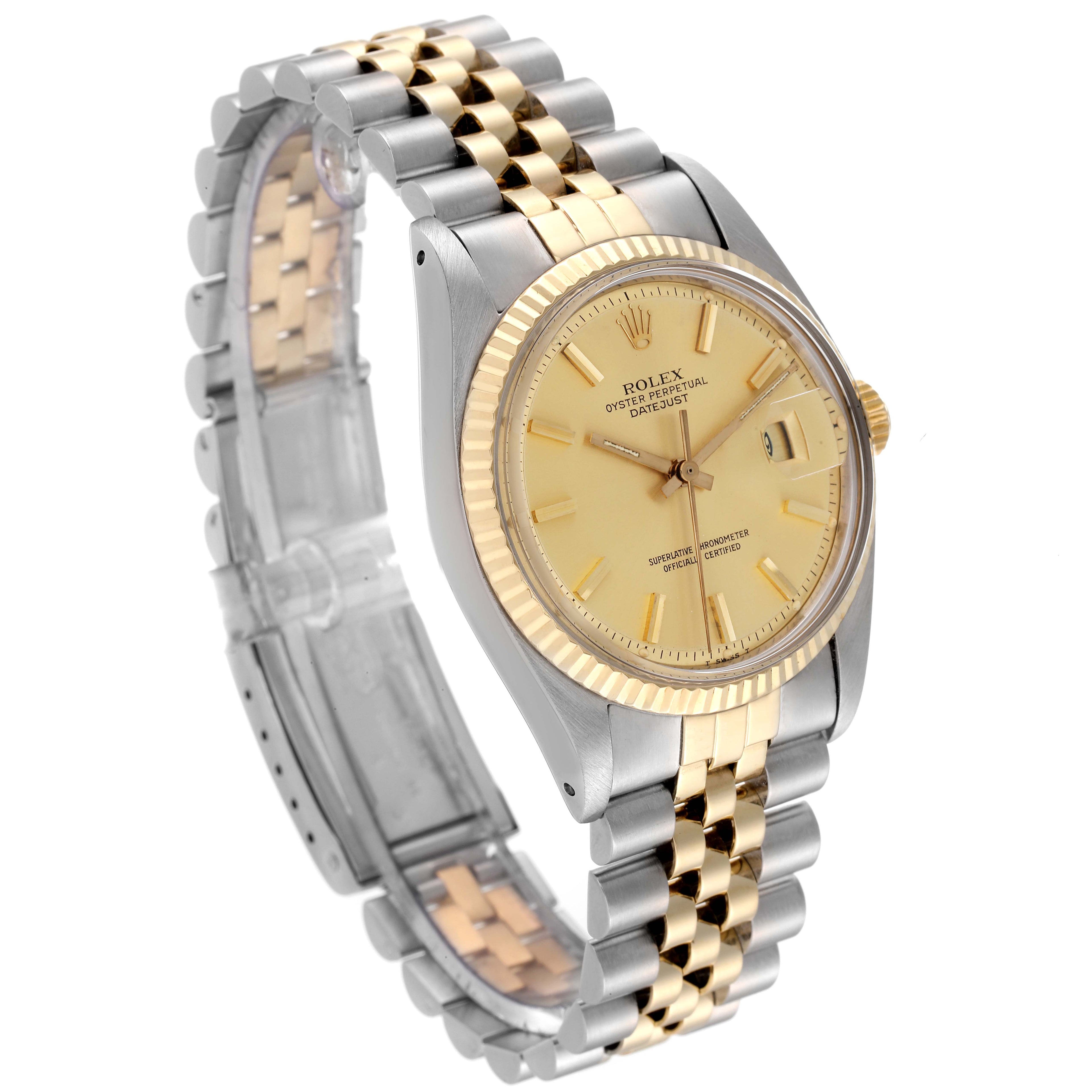 Rolex Datejust Steel Yellow Gold Champagne Dial Vintage Mens Watch 1601