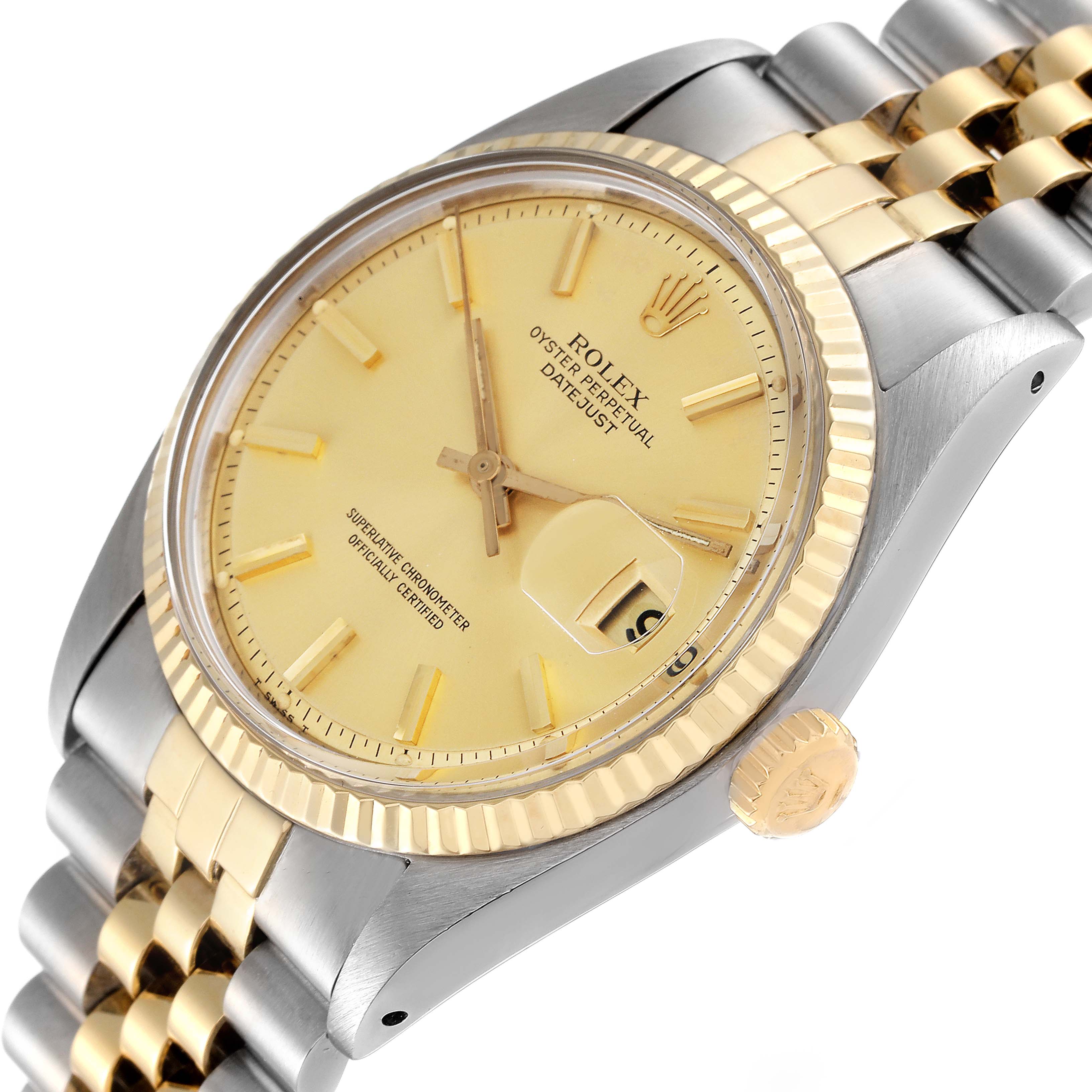 Rolex Datejust Steel Yellow Gold Champagne Dial Vintage Mens Watch 1601