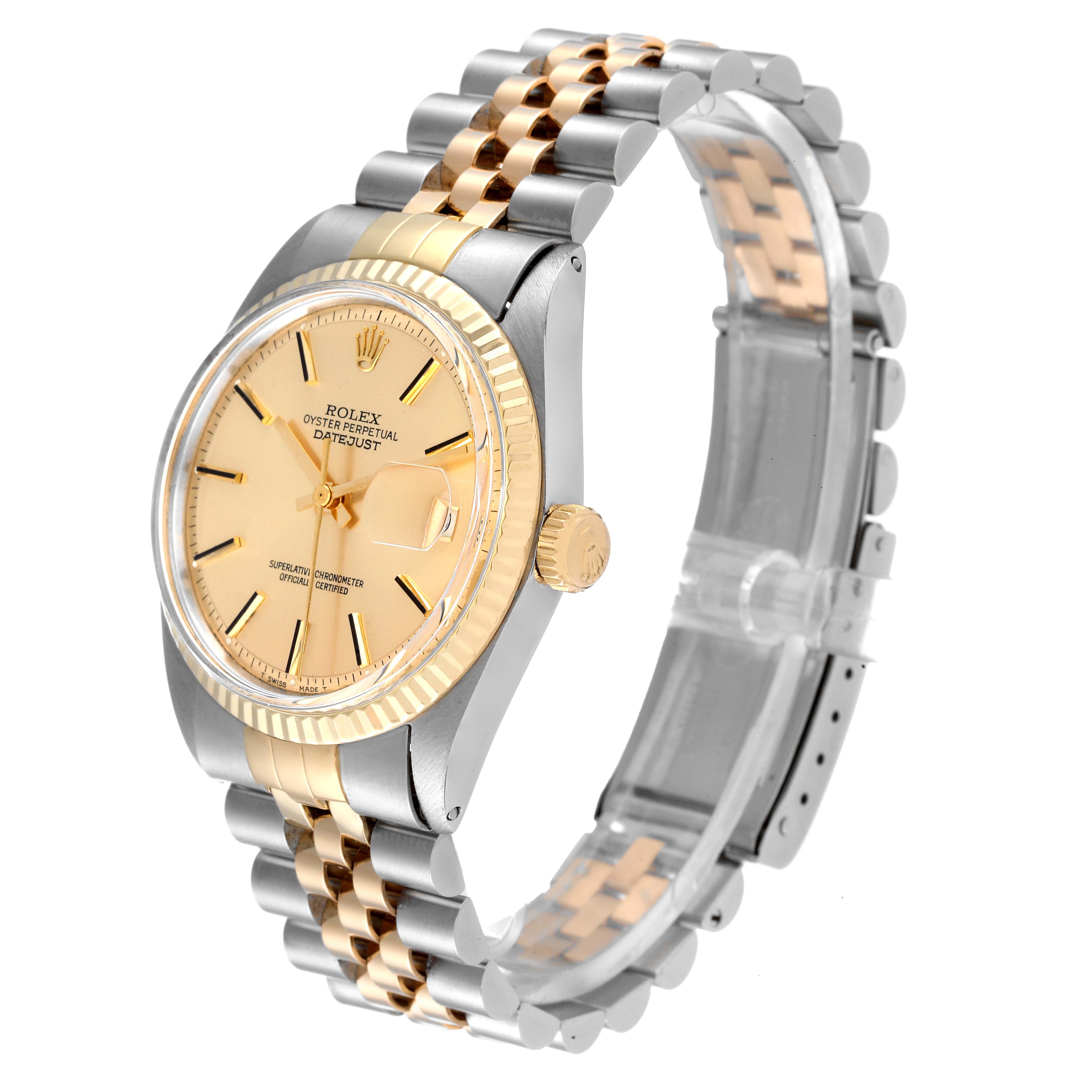 Rolex Datejust Steel Yellow Gold Dial Vintage Mens Watch 1601