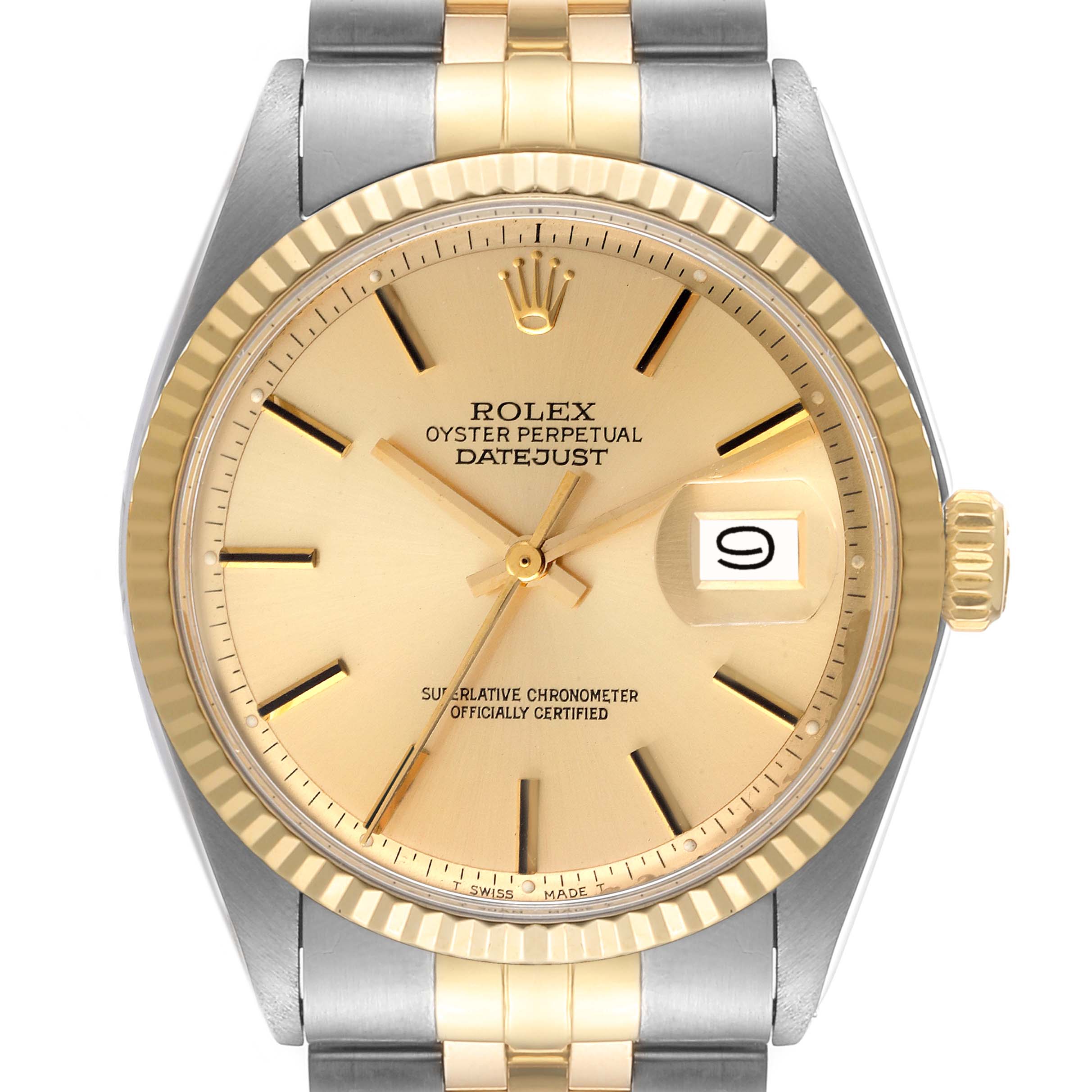 Rolex Datejust Steel Yellow Gold Dial Vintage Mens Watch 1601
