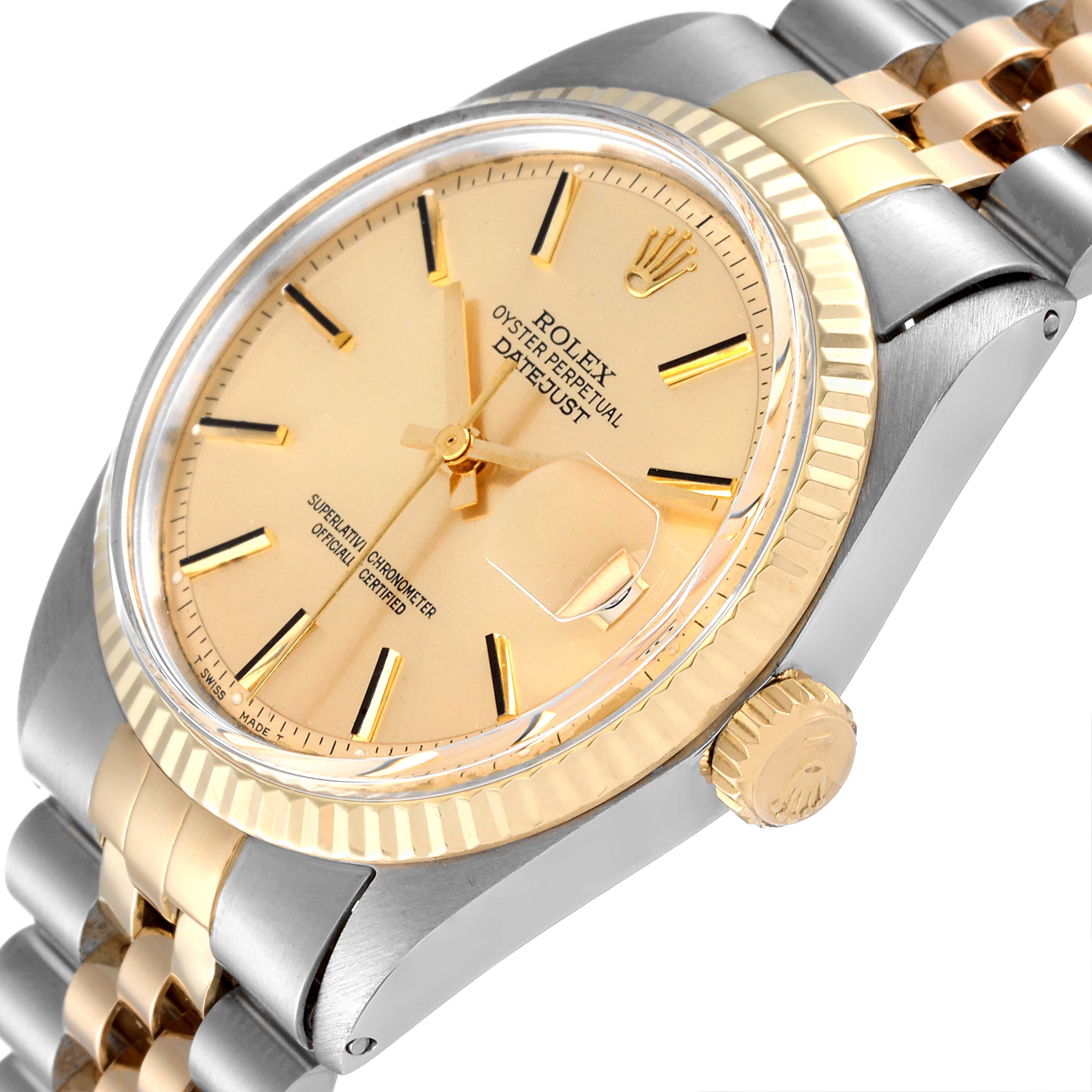 Rolex Datejust Steel Yellow Gold Dial Vintage Mens Watch 1601