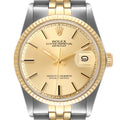 Rolex Datejust Steel Yellow Gold Dial Vintage Mens Watch 1601 Box Papers