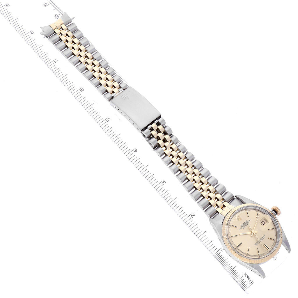 Rolex Datejust Steel Yellow Gold Dial Vintage Mens Watch 1601 Box Papers