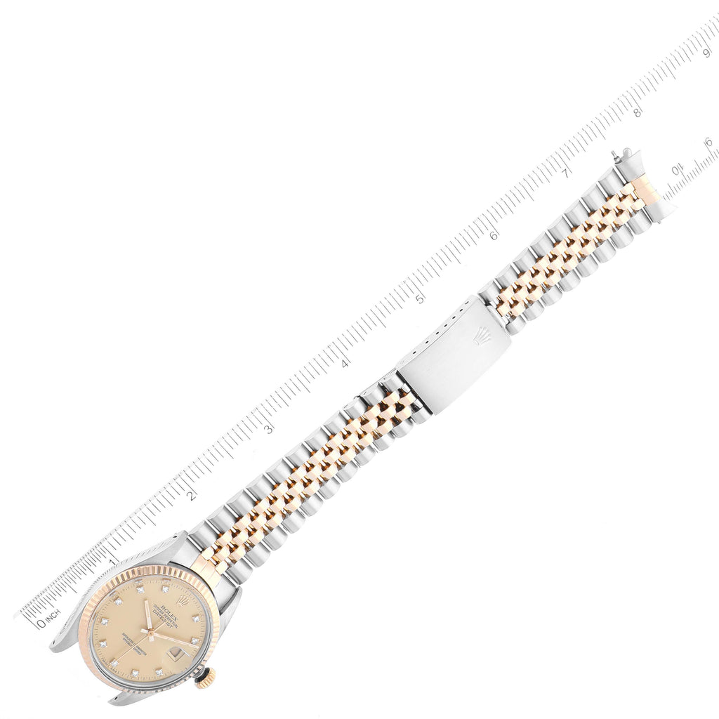 Rolex Datejust Steel Yellow Gold Diamond Dial Vintage Mens Watch 16013 Box Paper