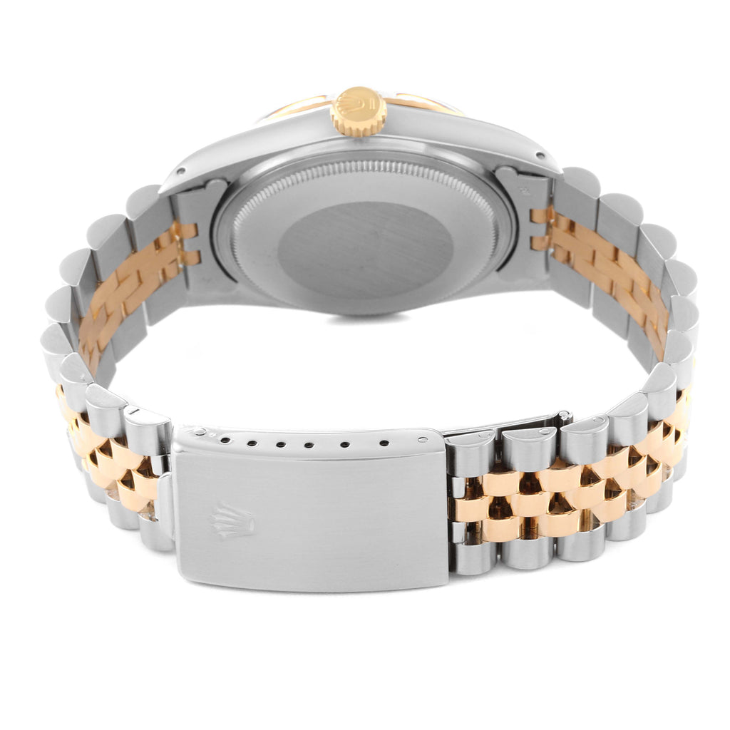 Rolex Datejust Steel Yellow Gold Diamond Dial Vintage Mens Watch 16013 Box Paper