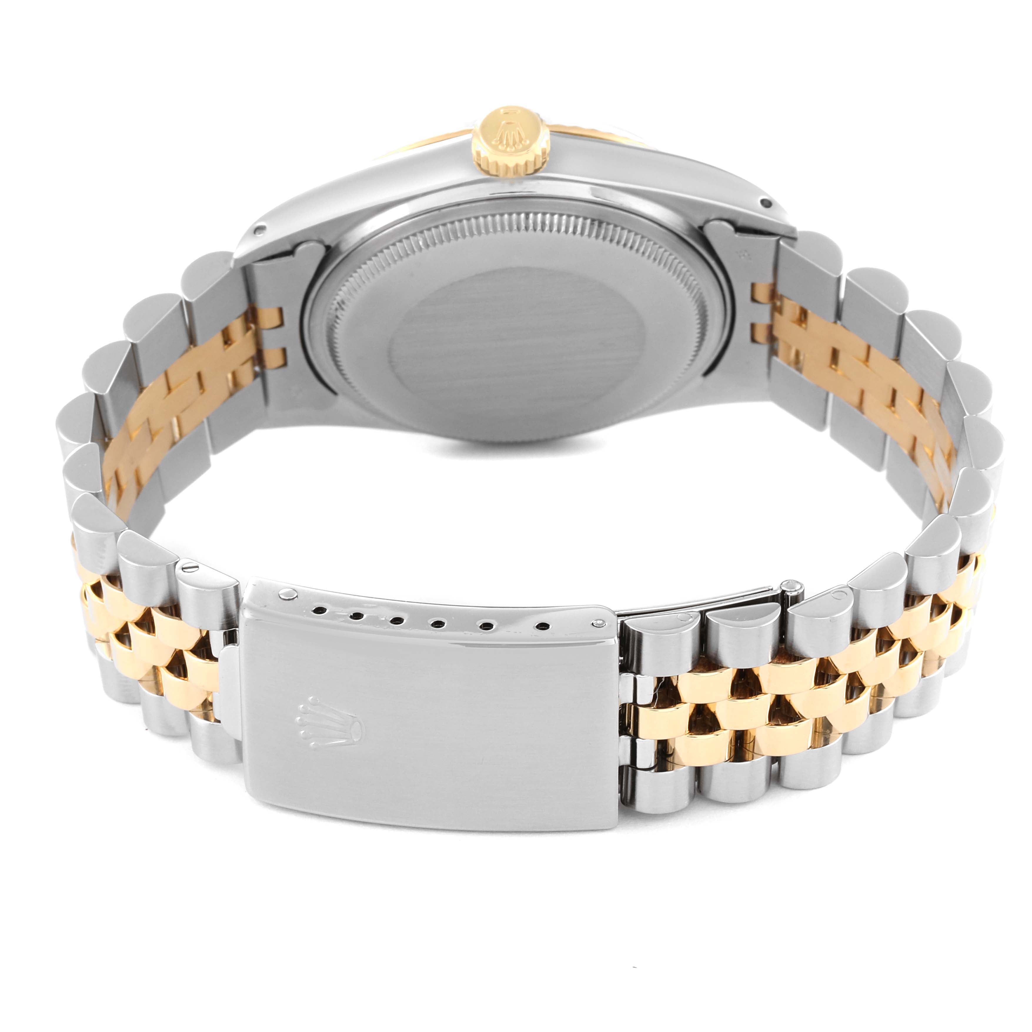 Rolex Datejust Steel Yellow Gold Diamond Vintage Mens Watch 16013 Box Papers