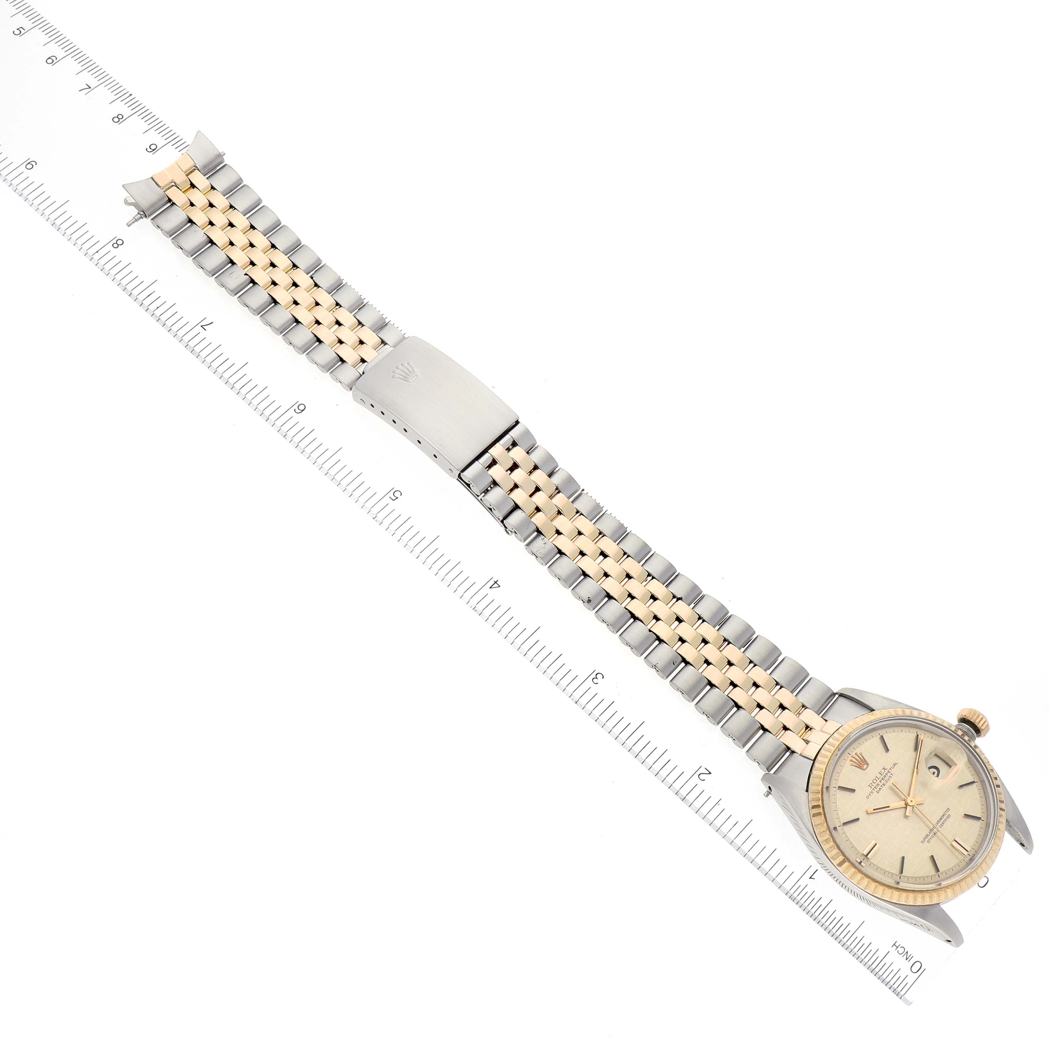 Rolex Datejust Steel Yellow Gold Linen Dial Vintage Mens Watch 1601