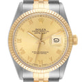 Rolex Datejust Steel Yellow Gold Roman Dial Vintage Mens Watch 16013