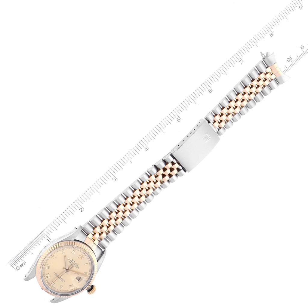 Rolex Datejust Steel Yellow Gold Roman Dial Vintage Mens Watch 16013