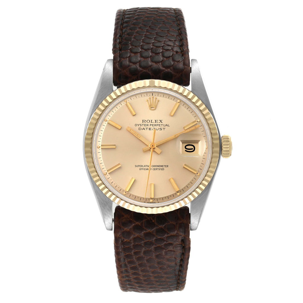 Rolex Datejust Steel Yellow Gold Silver Dial Vintage Mens Watch 1601 Box Papers