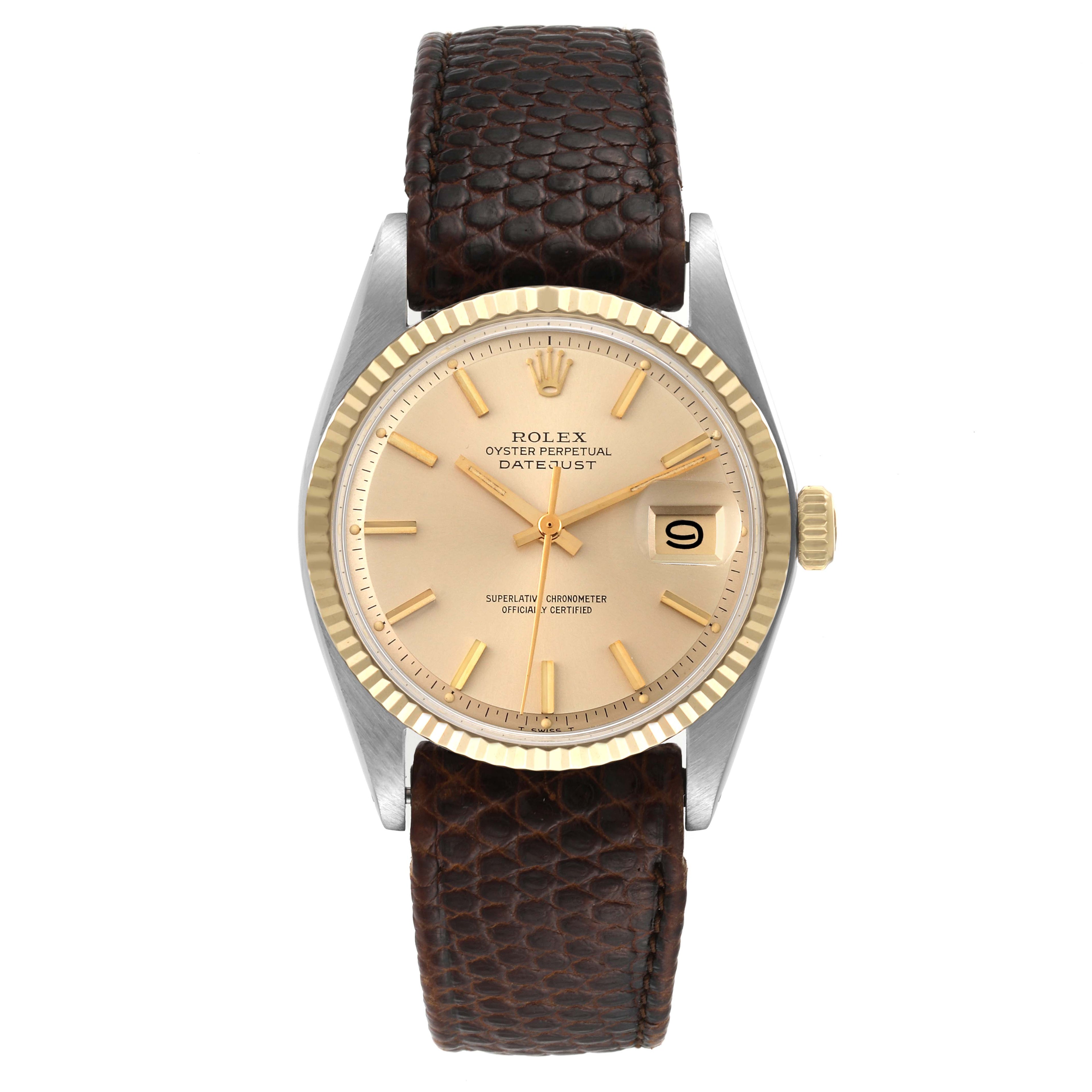 Rolex Datejust Steel Yellow Gold Silver Dial Vintage Mens Watch 1601 Box Papers
