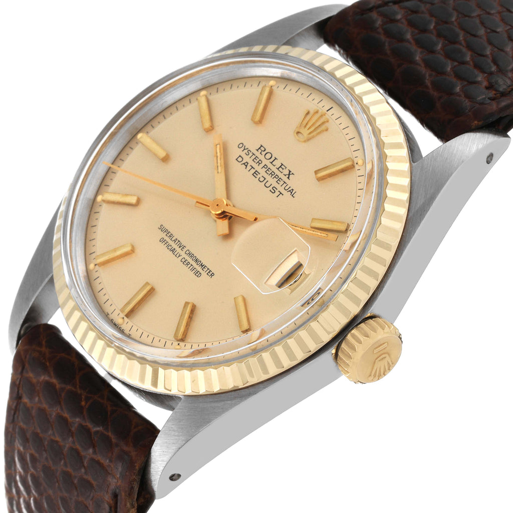 Rolex Datejust Steel Yellow Gold Silver Dial Vintage Mens Watch 1601 Box Papers