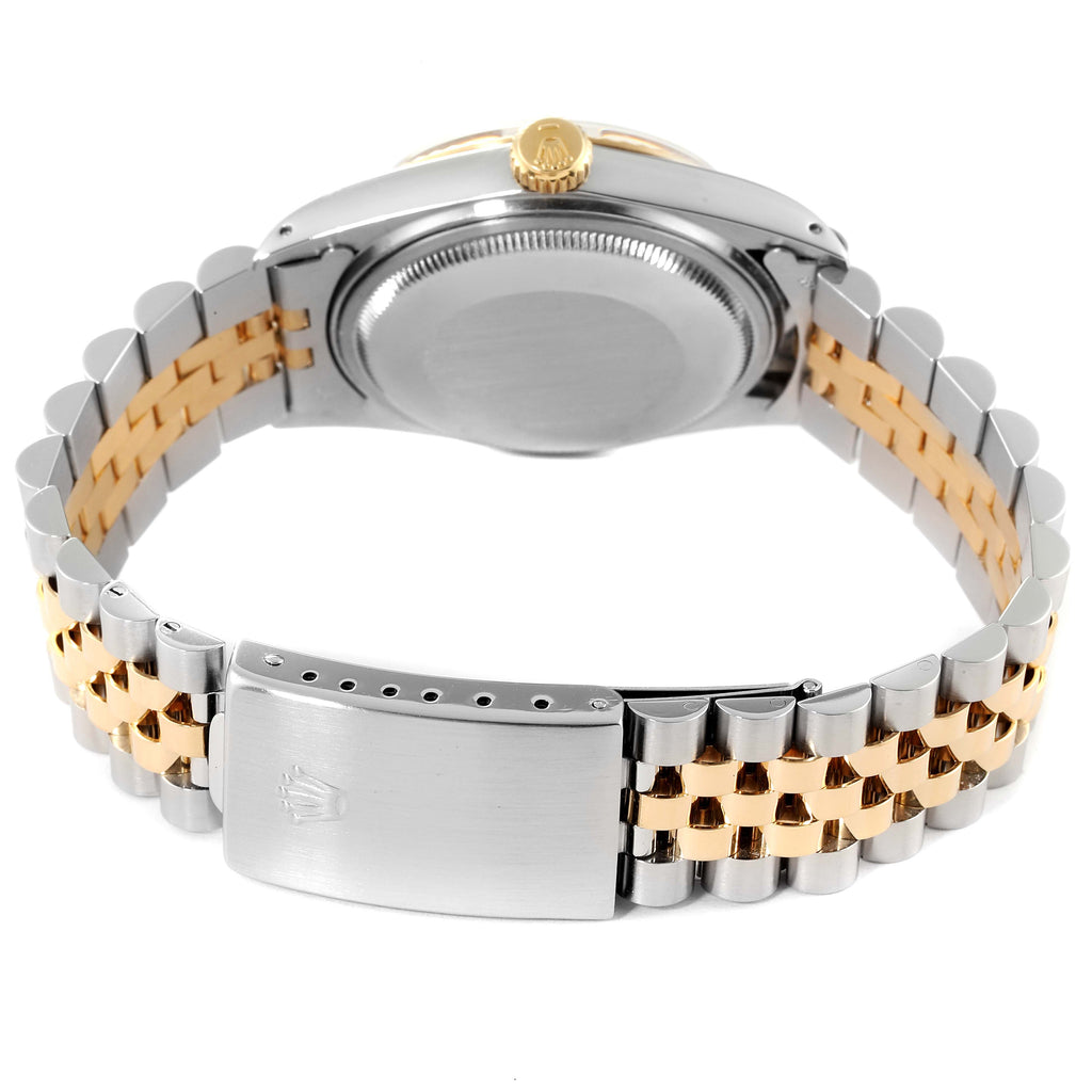Rolex Datejust Steel Yellow Gold Silver Dial Vintage Mens Watch 16013 Box Papers