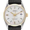 Rolex Datejust Steel Yellow Gold Silver Linen Dial Vintage Mens Watch 1601