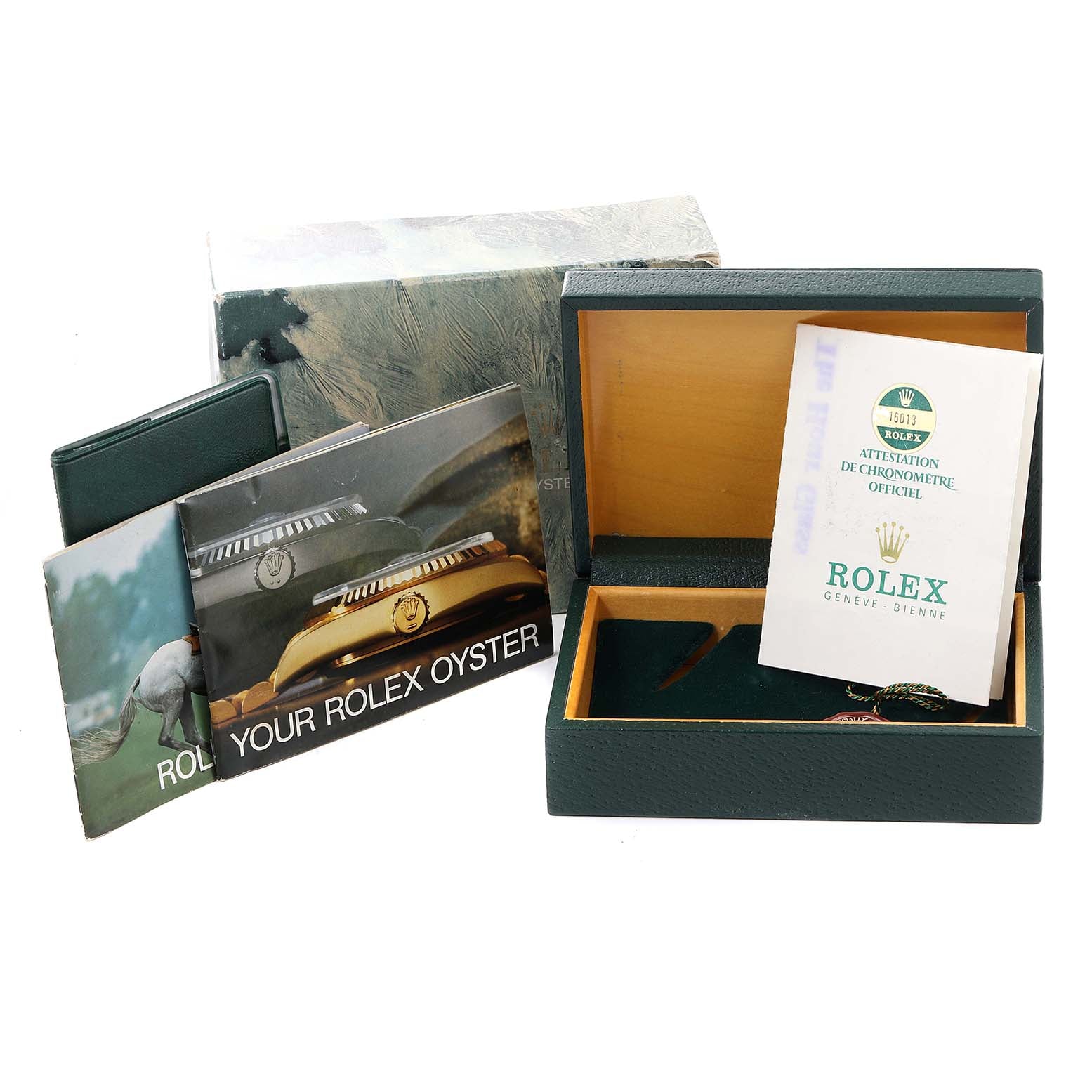 Rolex Datejust Steel Yellow Gold Tapestry Dial Vintage Watch 16013 Box Papers