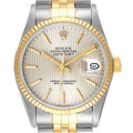 Rolex Datejust Steel Yellow Gold Tapestry Dial Vintage Watch 16013 Box Papers