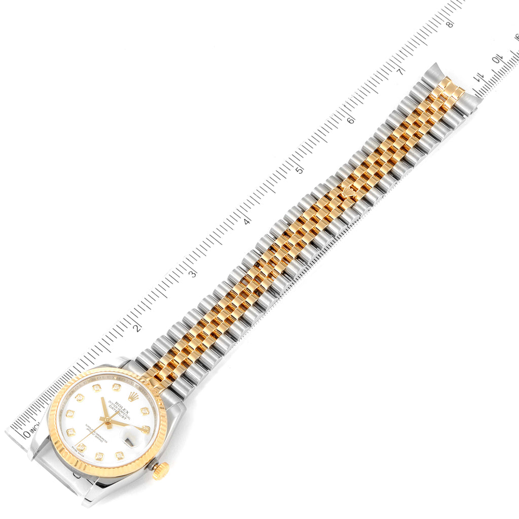 Rolex Datejust White Diamond Dial Steel Yellow Gold Mens Watch 116233