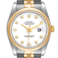 Rolex Datejust White Diamond Dial Steel Yellow Gold Mens Watch 116233