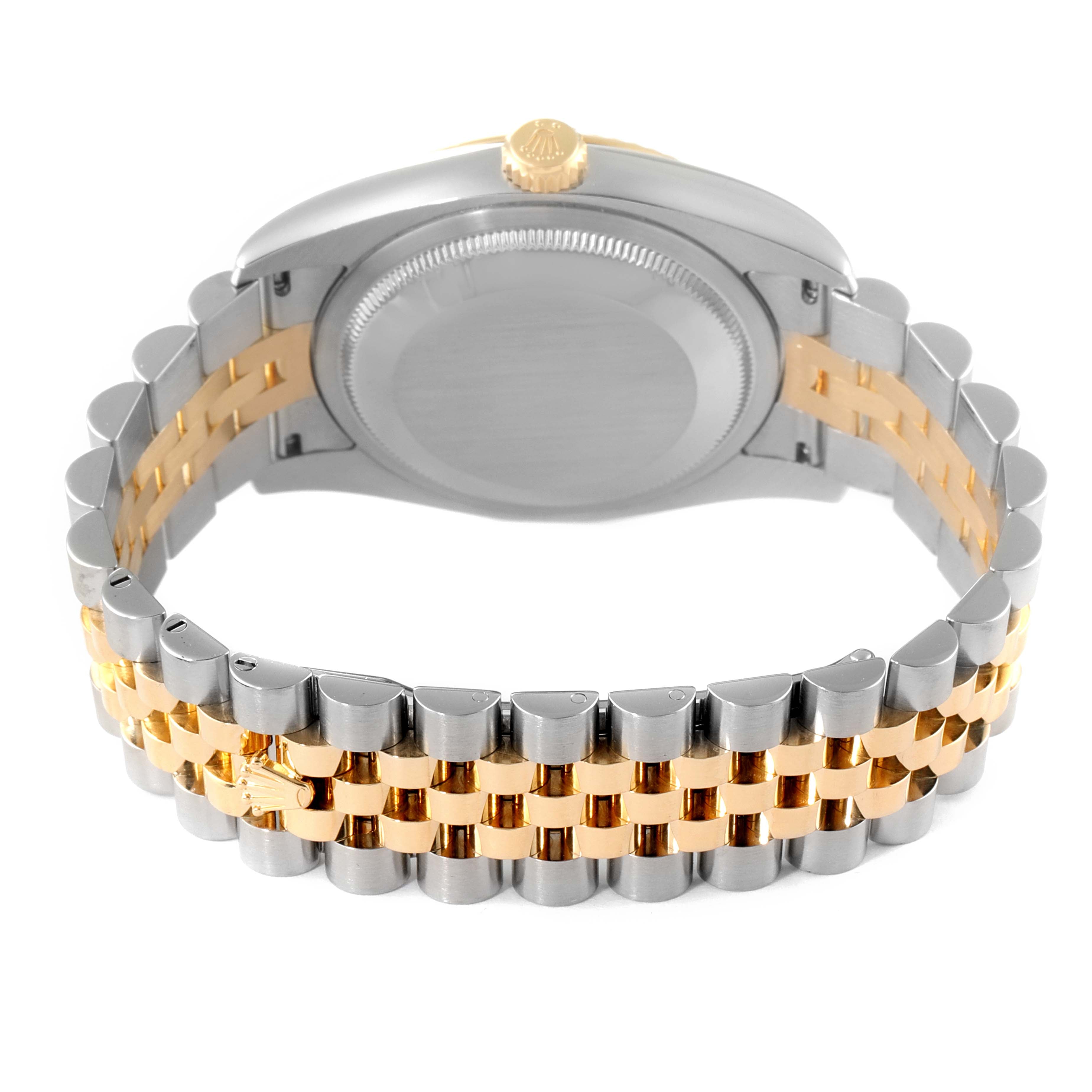 Rolex Datejust White Diamond Dial Steel Yellow Gold Mens Watch 116233