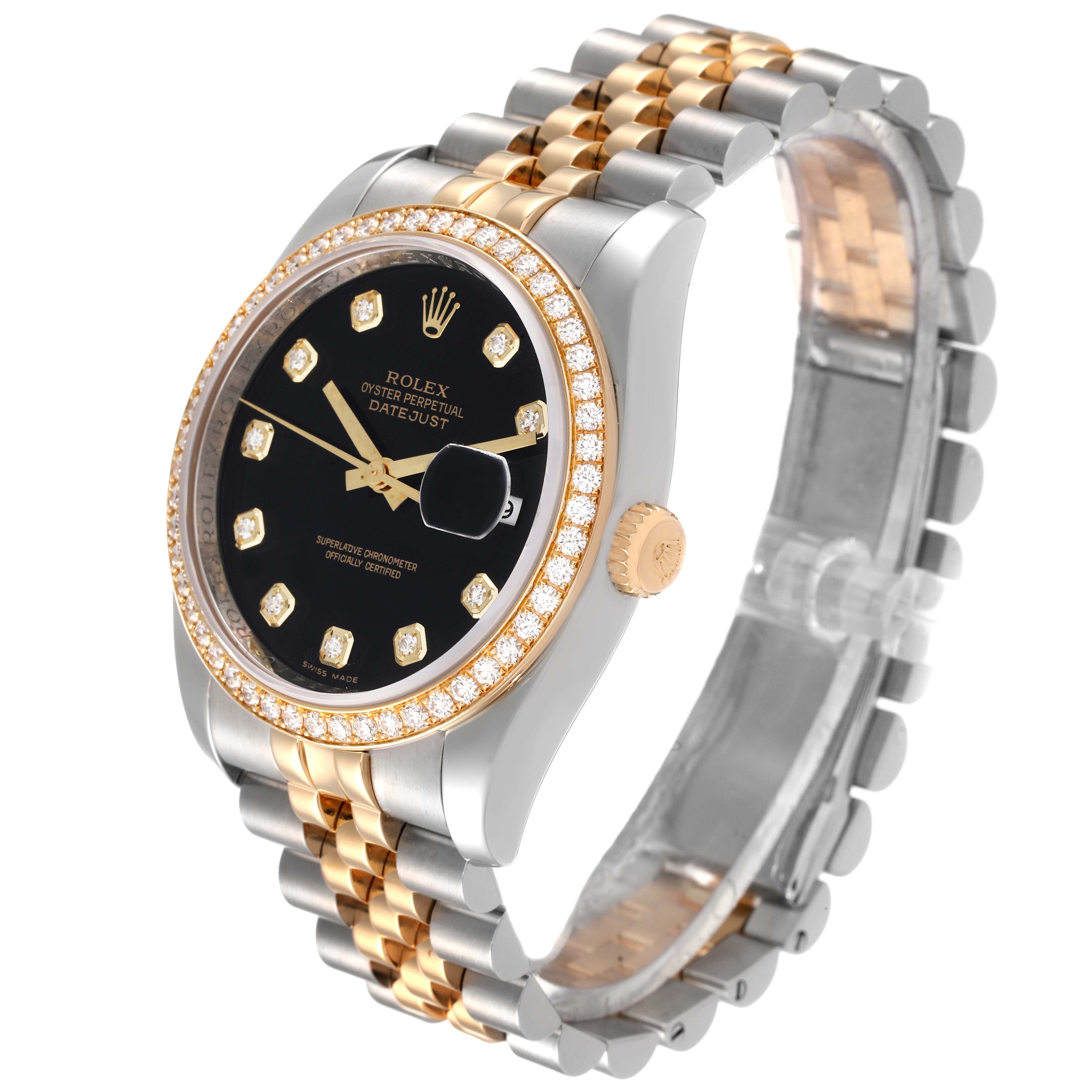 Rolex Datejust Steel Yellow Gold White Diamond Dial Mens Watch 116243 +1 Extra link