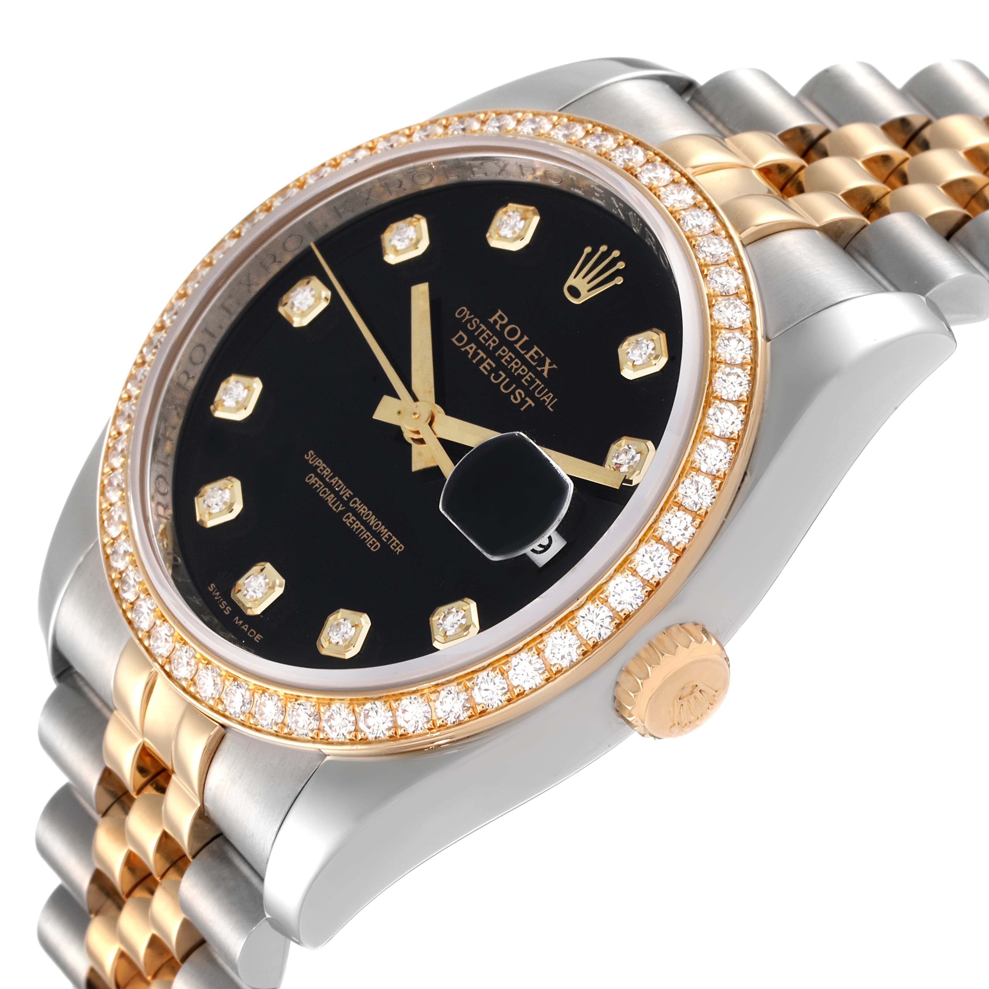Rolex Datejust Steel Yellow Gold White Diamond Dial Mens Watch 116243 +1 Extra link