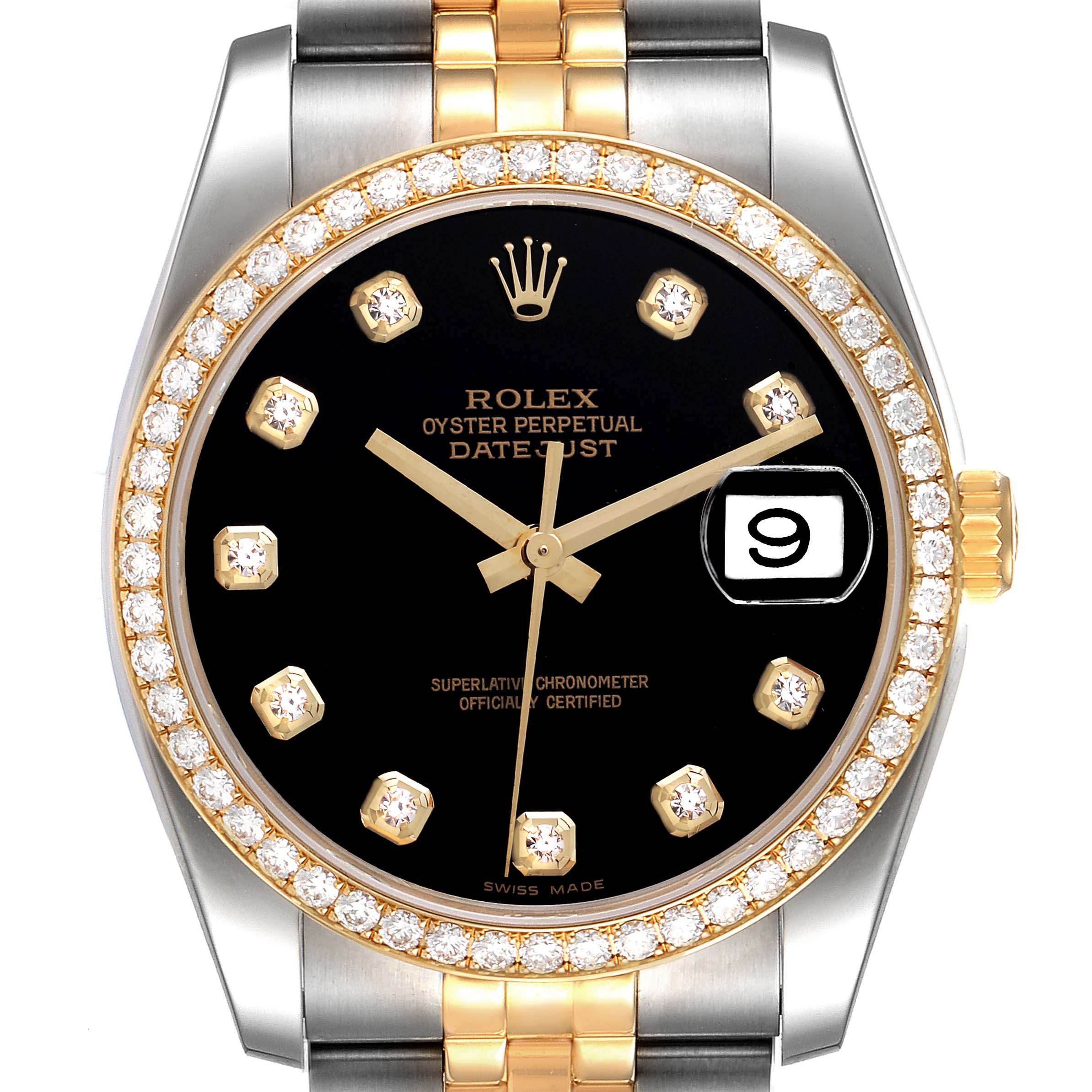 Rolex Datejust Steel Yellow Gold White Diamond Dial Mens Watch 116243 +1 Extra link