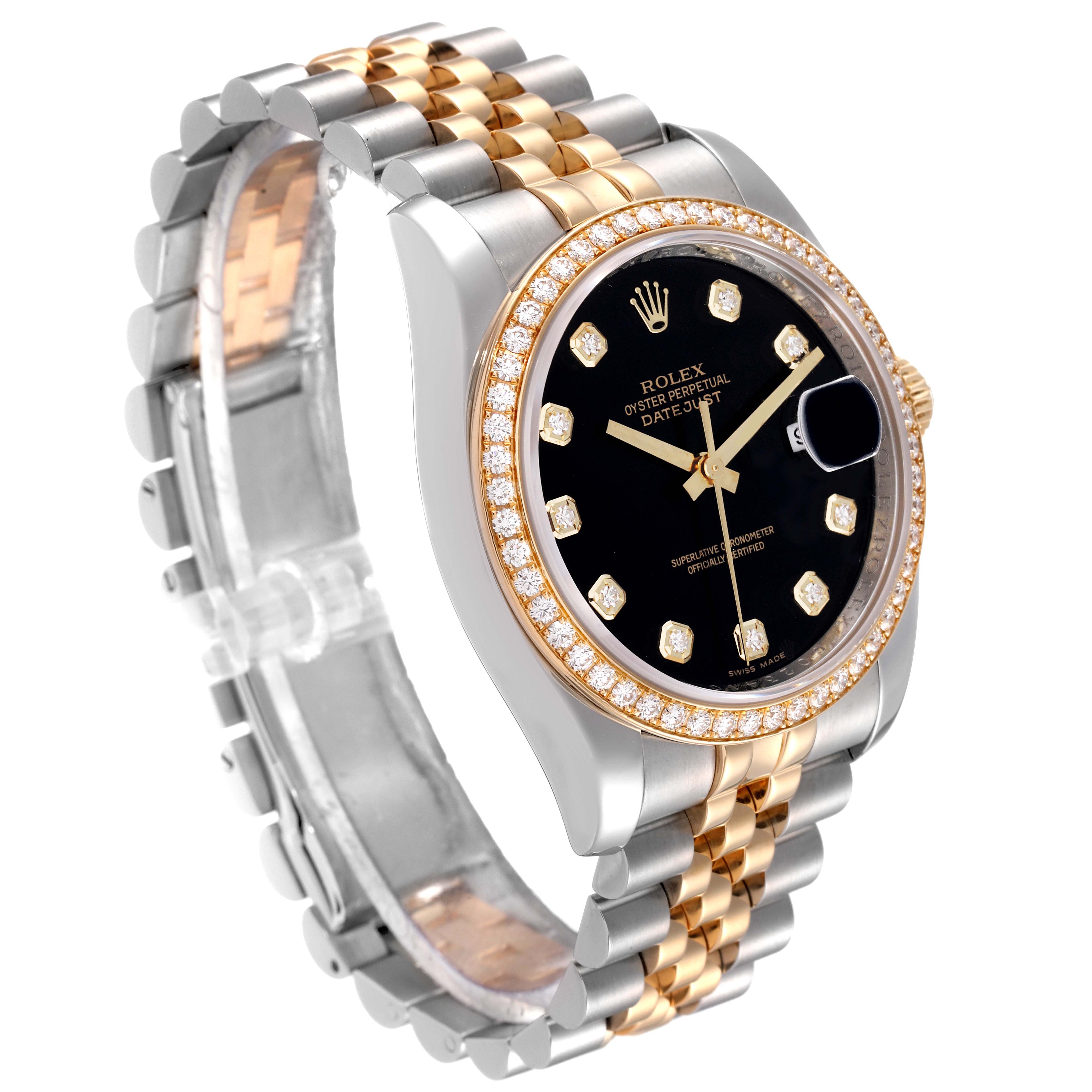Rolex Datejust Steel Yellow Gold White Diamond Dial Mens Watch 116243 +1 Extra link