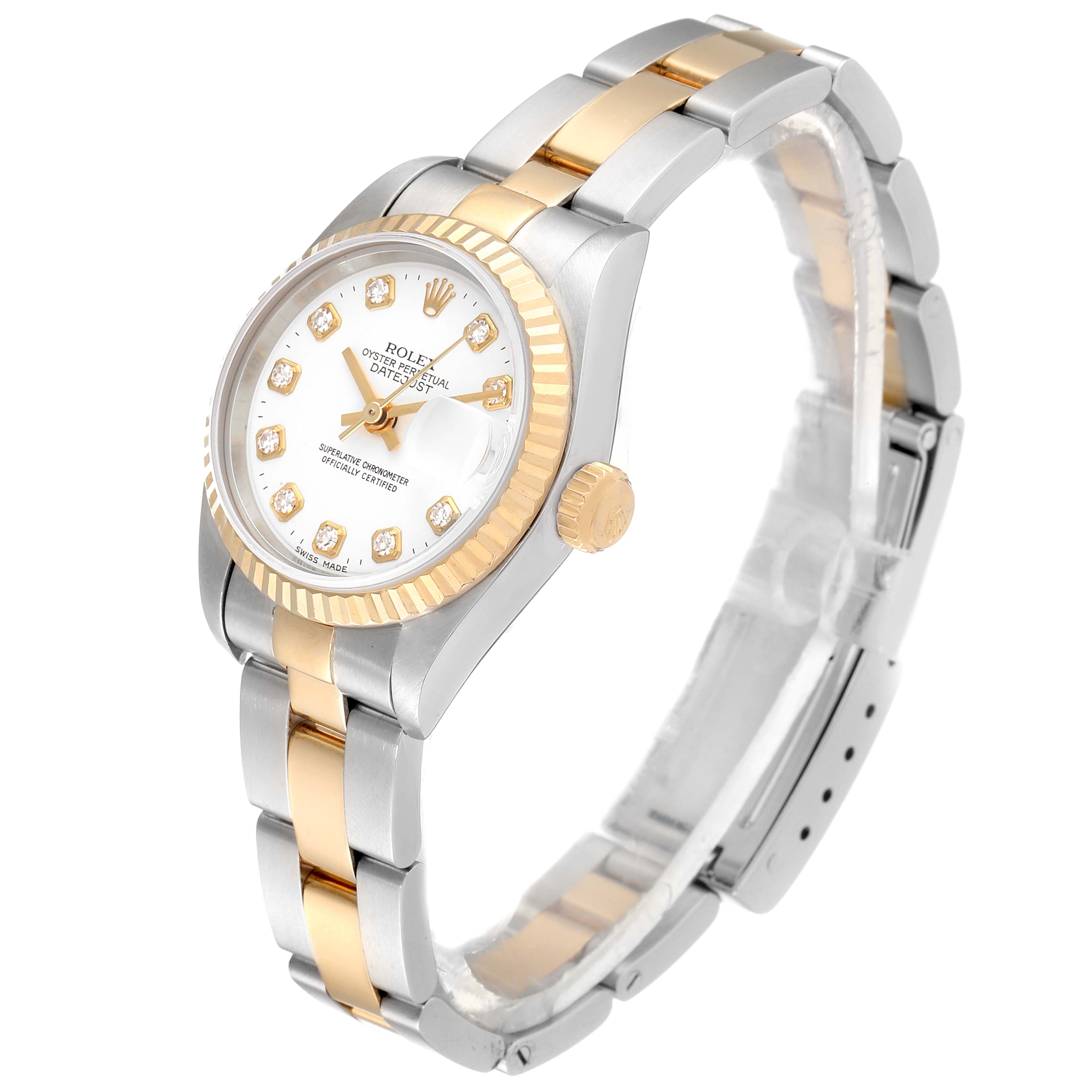 Rolex Datejust Steel Yellow Gold White Diamond Dial Watch 79173