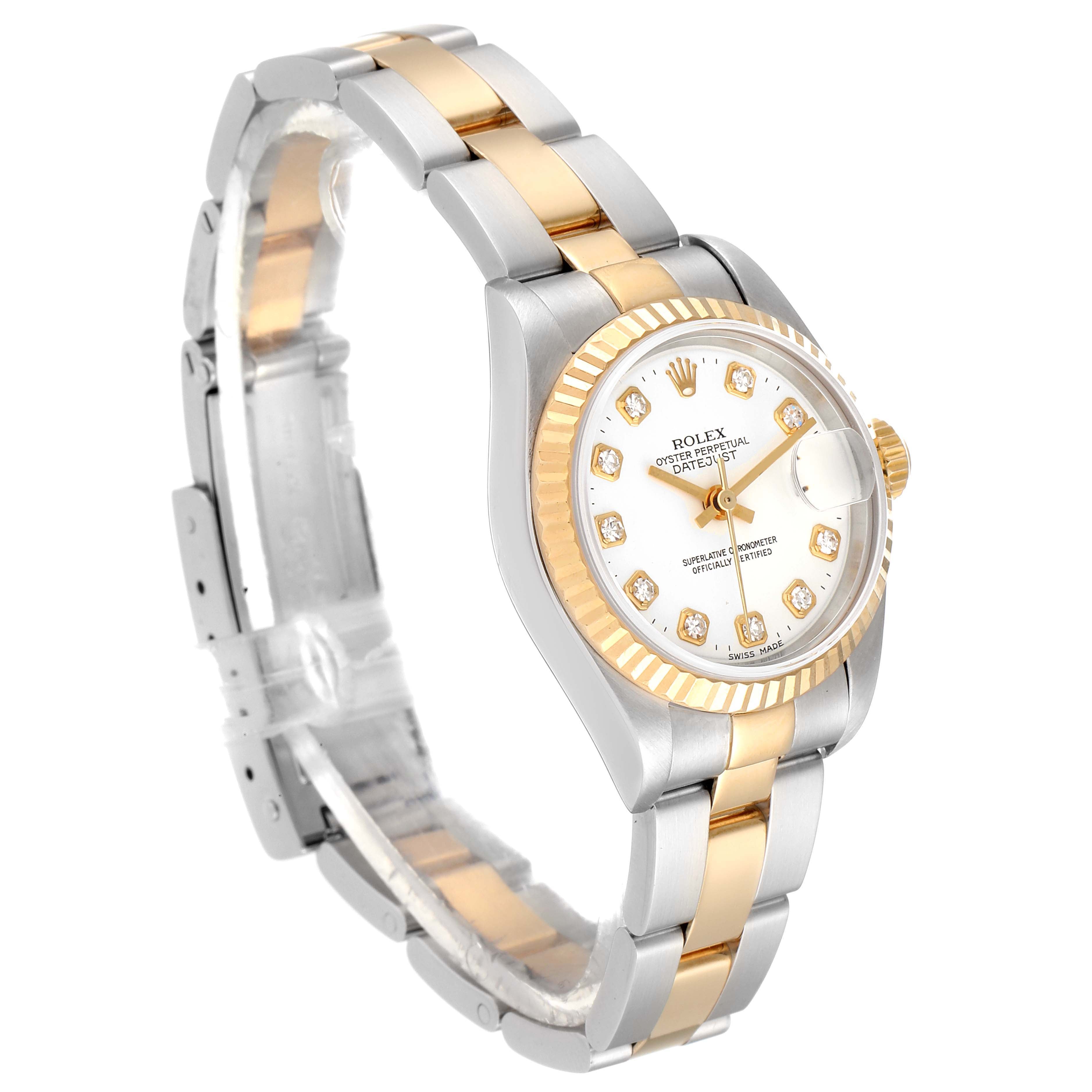 Rolex Datejust Steel Yellow Gold White Diamond Dial Watch 79173