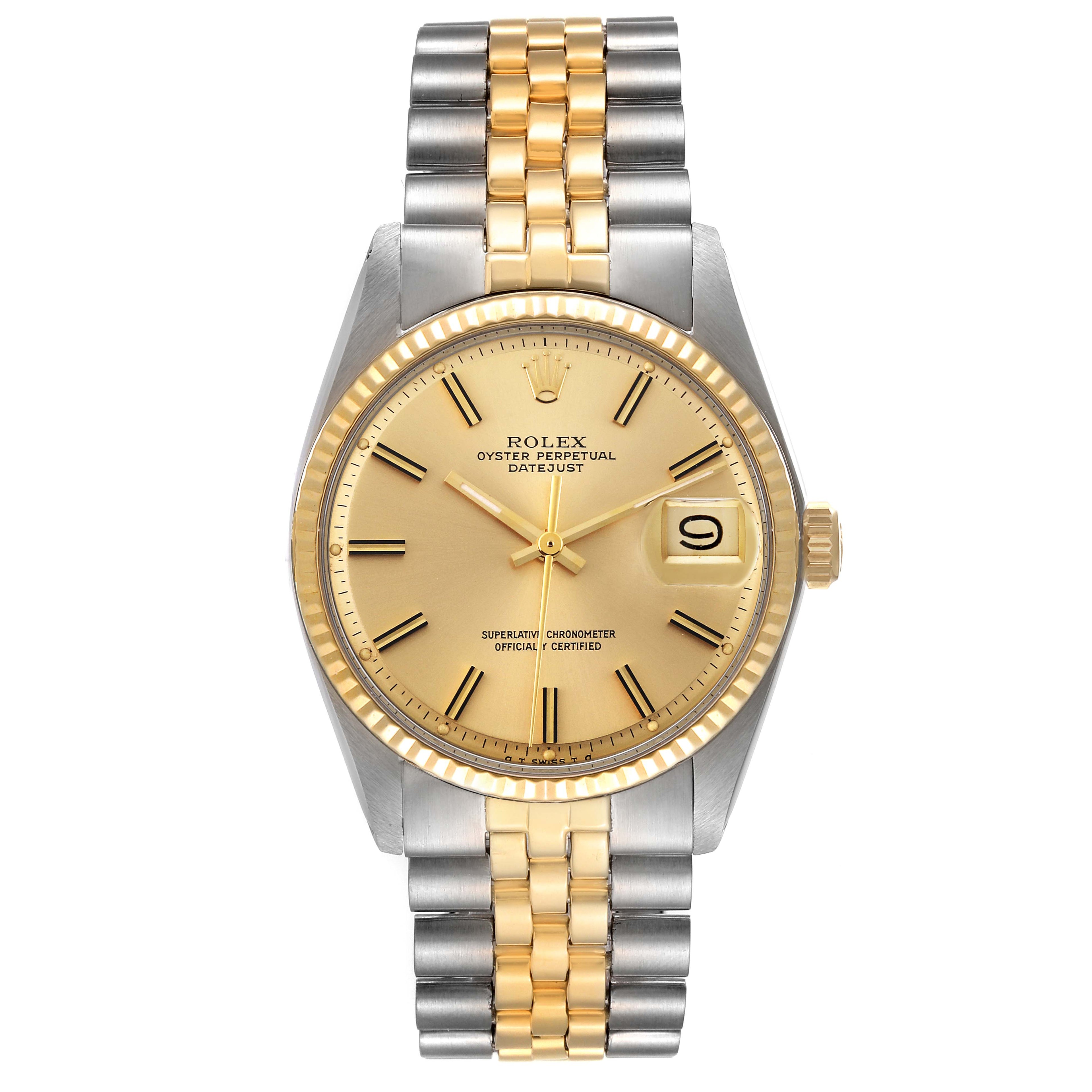 Rolex Datejust Steel Yellow Gold Wide Boy Sigma Dial Vintage Mens Watch 1601