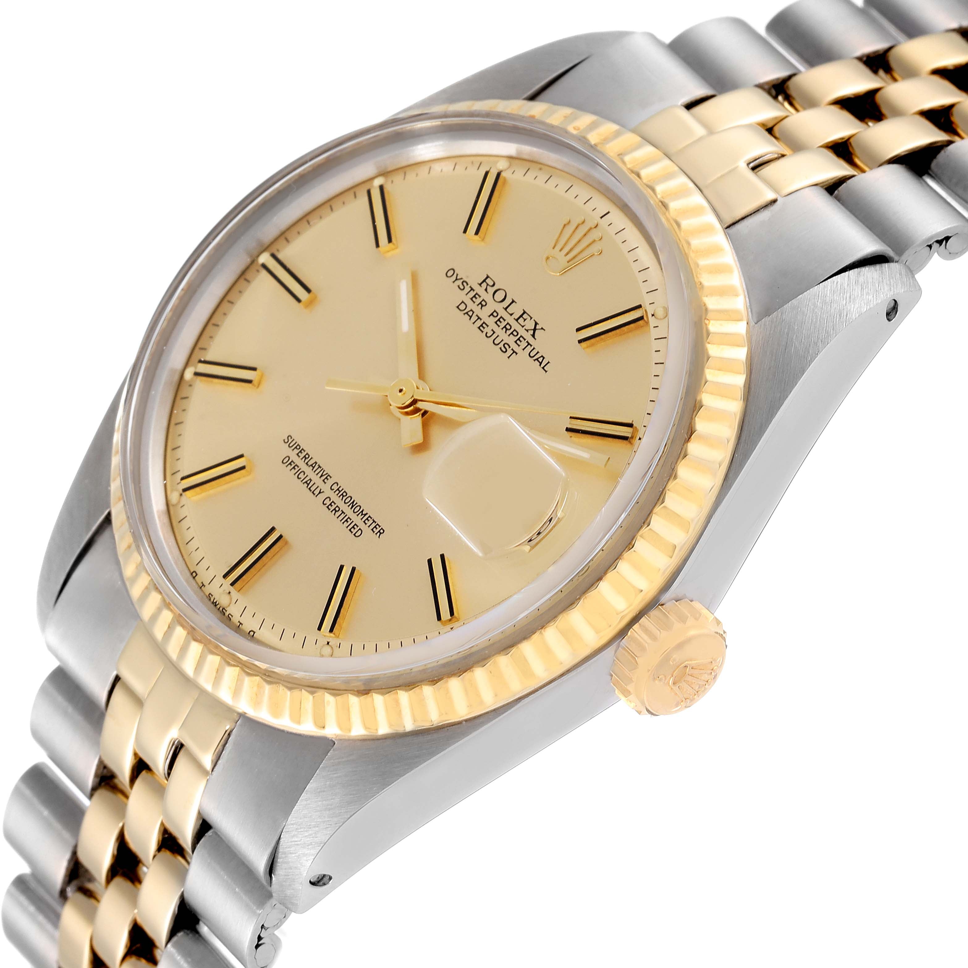 Rolex Datejust Steel Yellow Gold Wide Boy Sigma Dial Vintage Mens Watch 1601