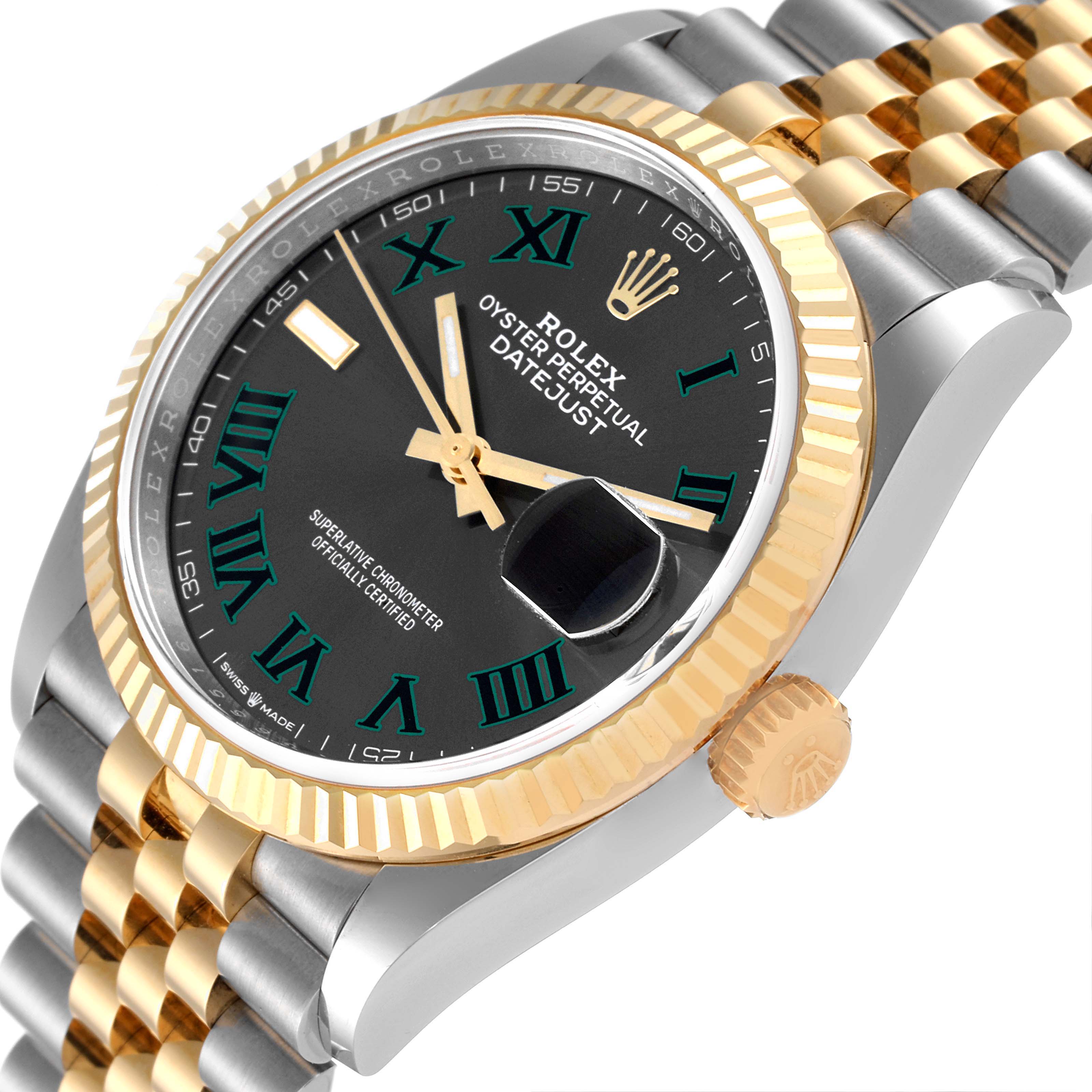Rolex Datejust Steel Yellow Gold Wimbledon Dial Mens Watch 126233 Box Card