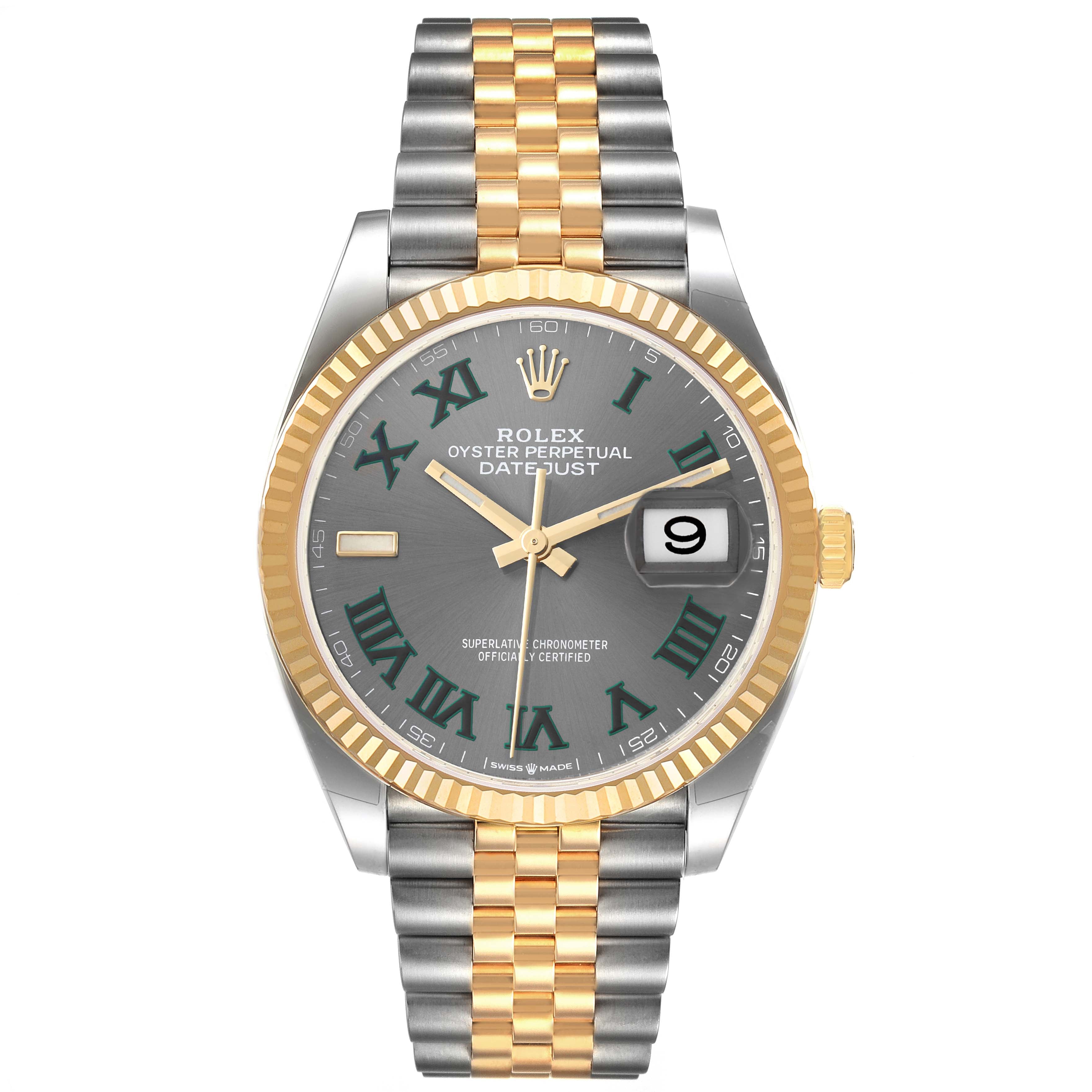 Rolex Datejust Steel Yellow Gold Wimbledon Dial Mens Watch 126233 Unworn