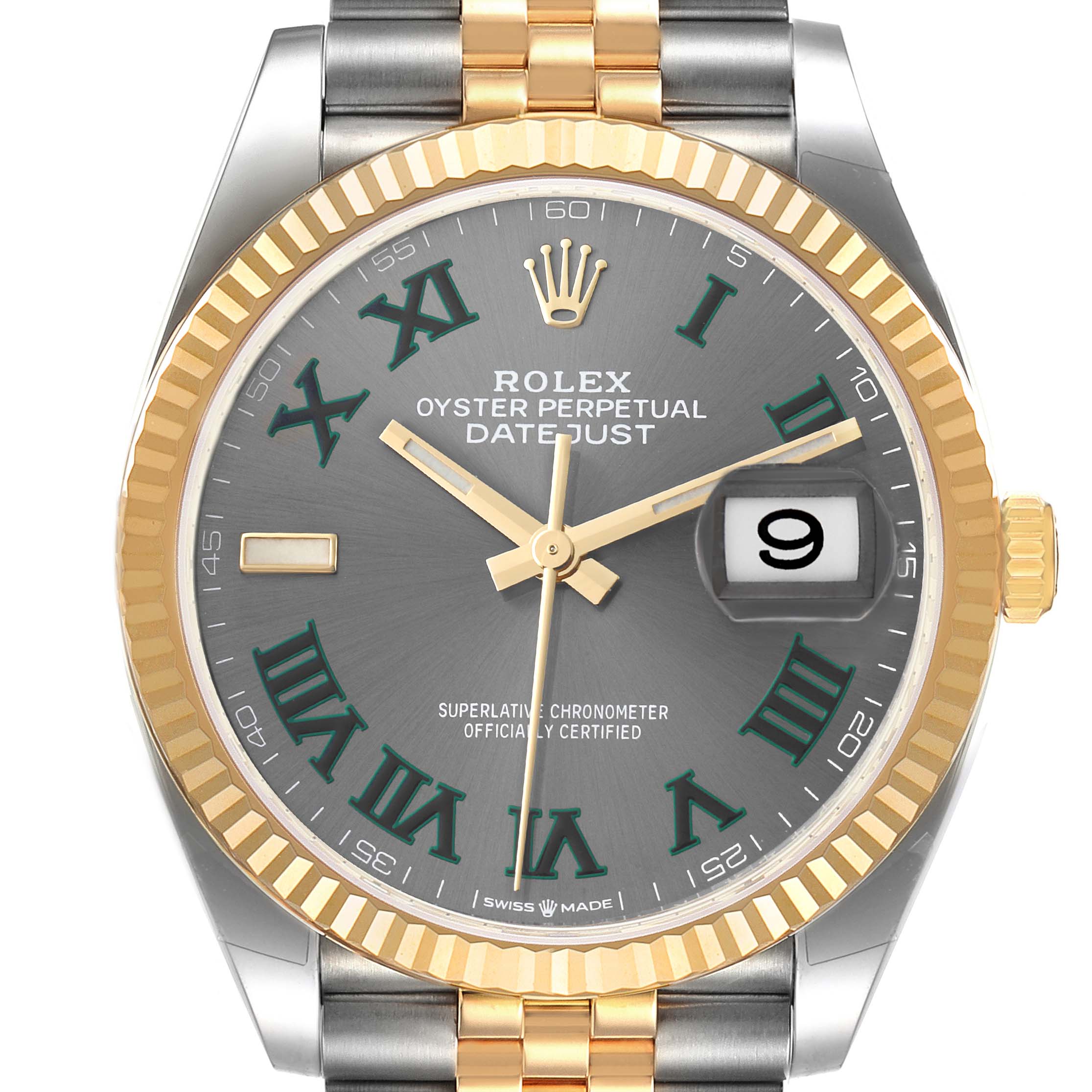 Rolex Datejust Steel Yellow Gold Wimbledon Dial Mens Watch 126233 Unworn