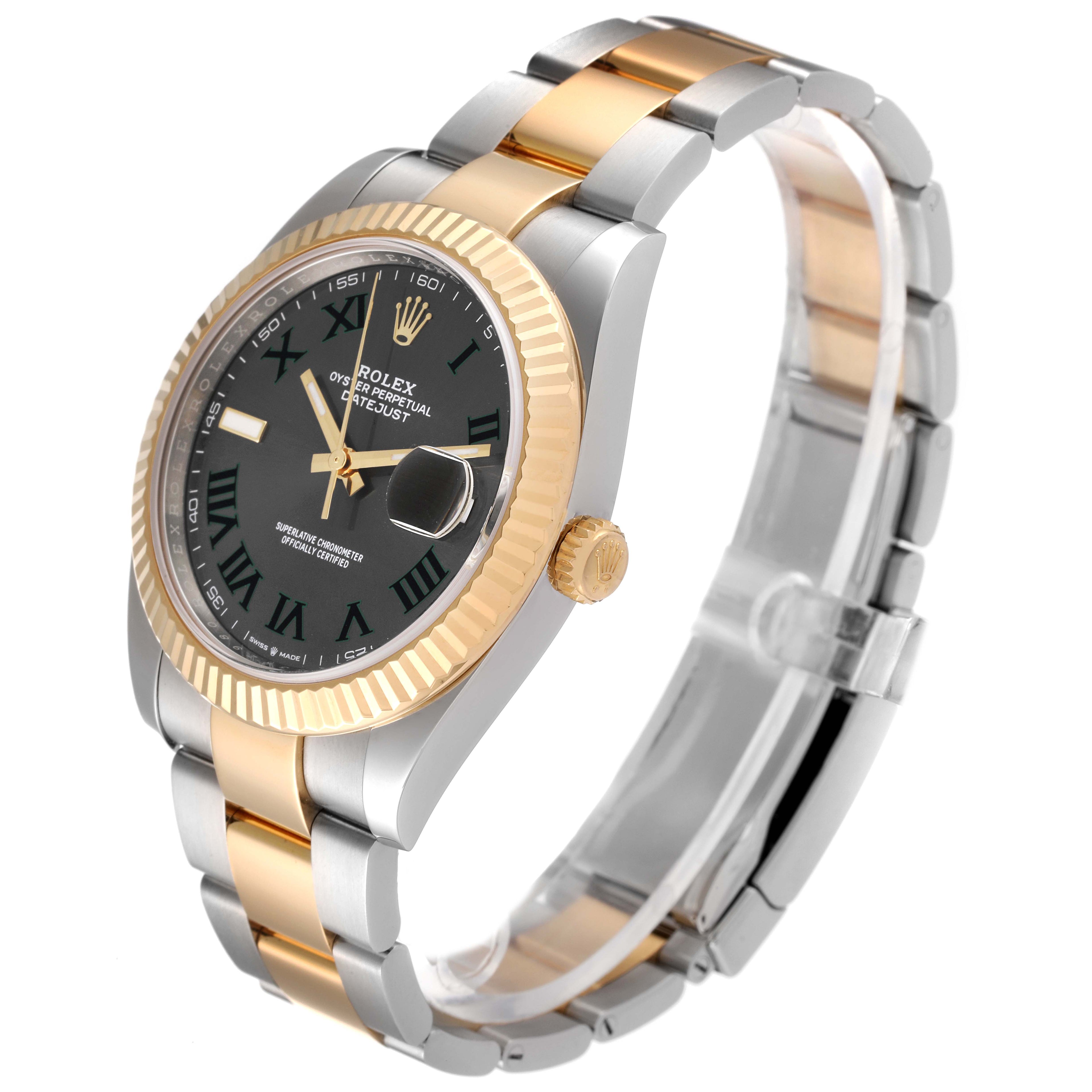 Rolex Datejust Steel Yellow Gold Wimbledon Dial Mens Watch 126333 Box Card