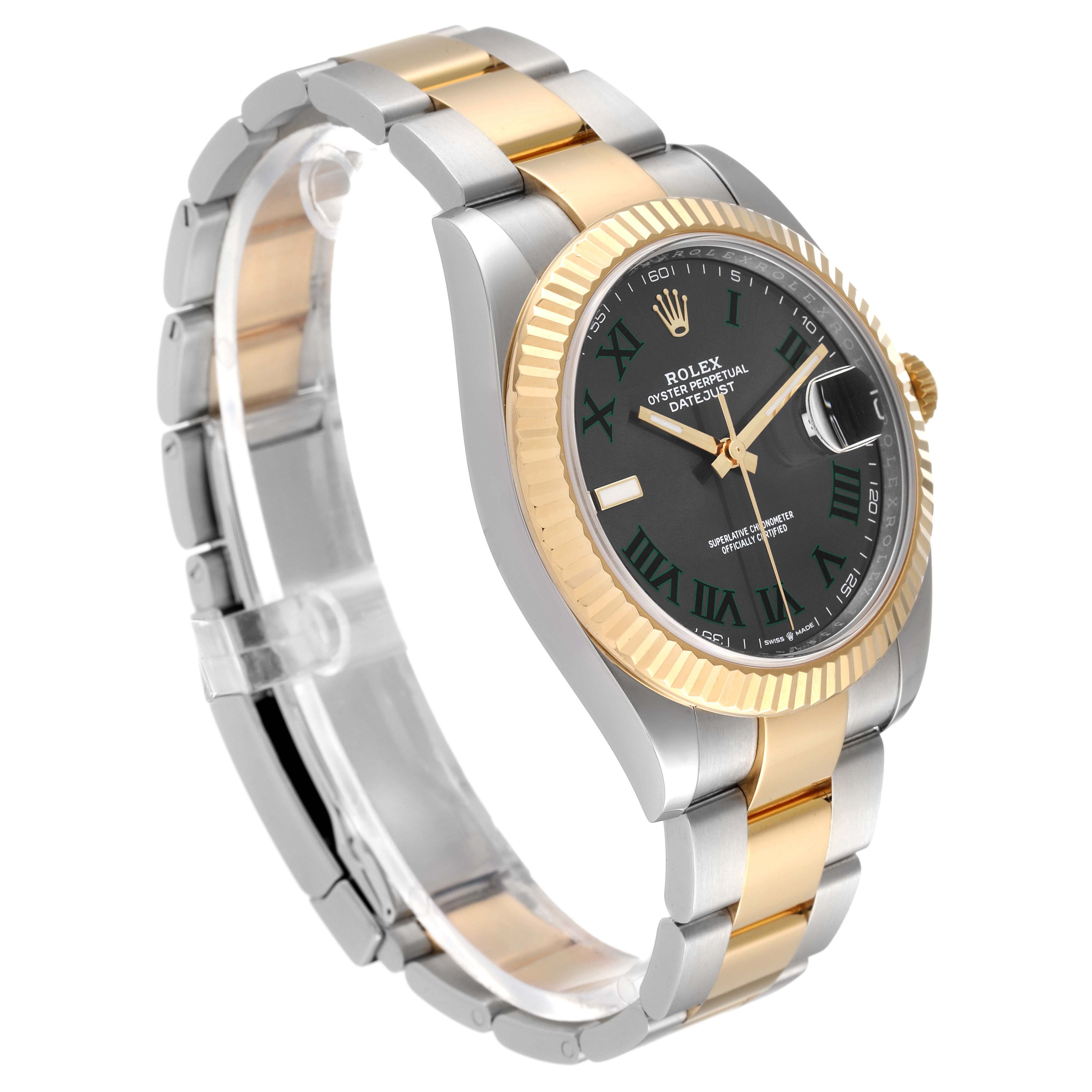 Rolex Datejust Steel Yellow Gold Wimbledon Dial Mens Watch 126333 Box Card